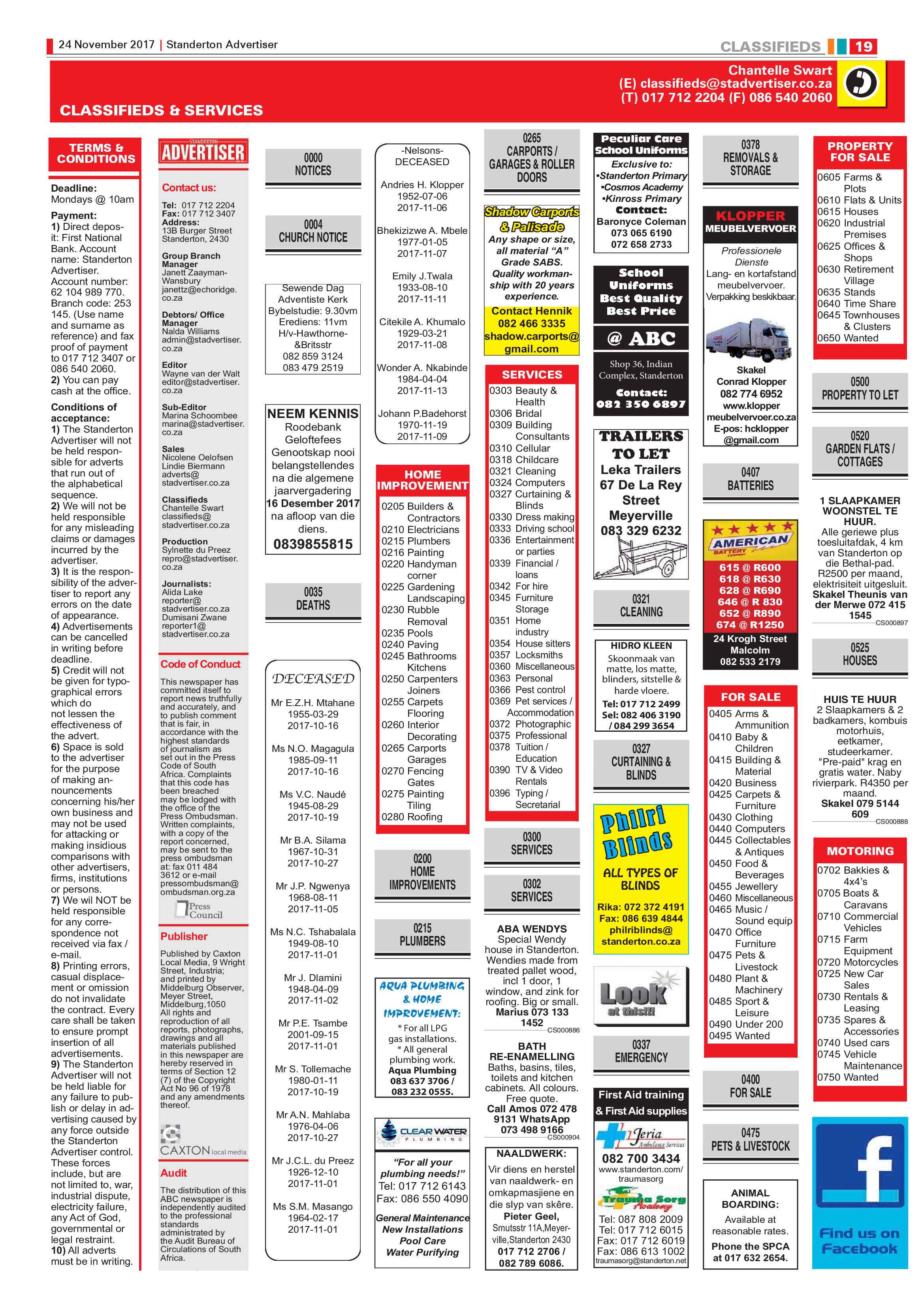 Standerton Advertiser 24 November 2017 page 19