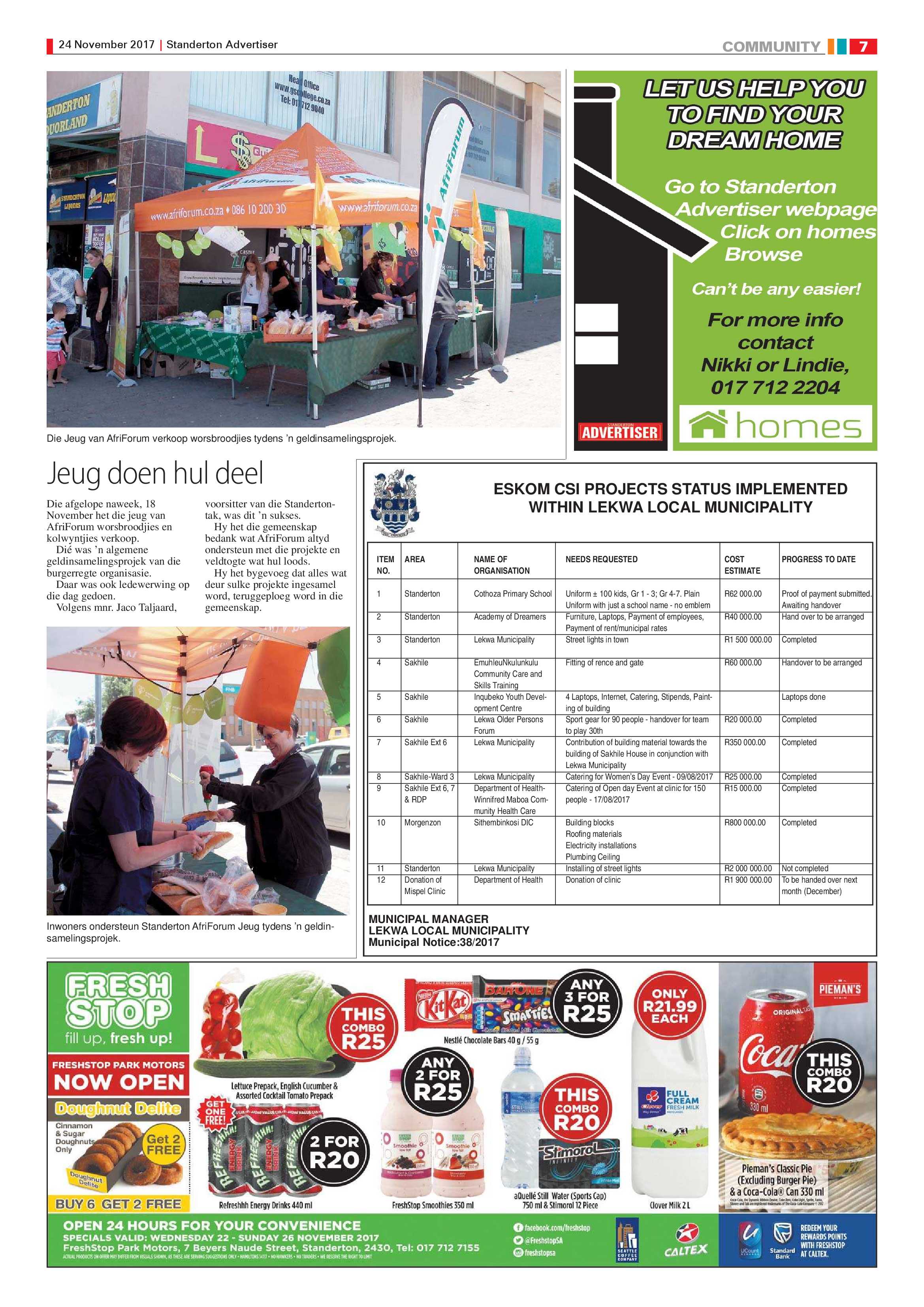 Standerton Advertiser 24 November 2017 page 7