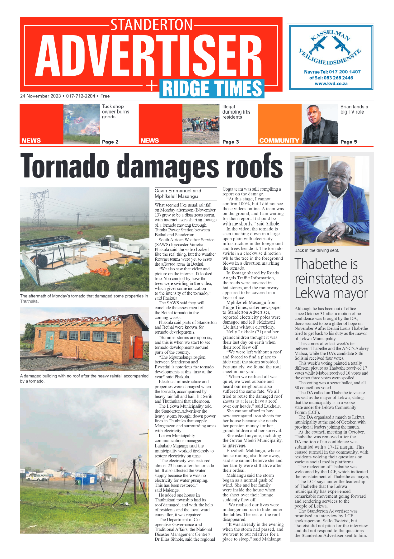 Standerton Advertiser 24 November 2023 page 1