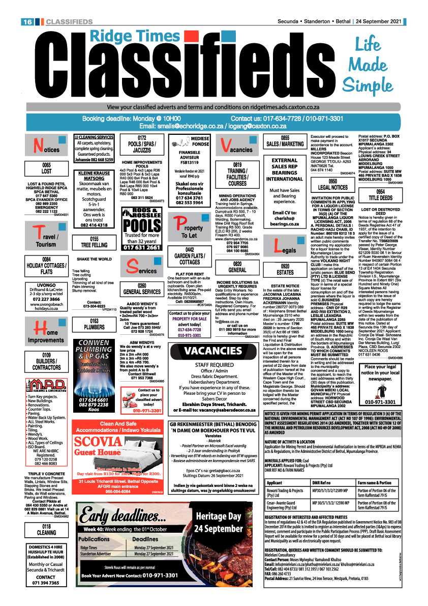Standerton Advertiser 24 September 2021 page 15