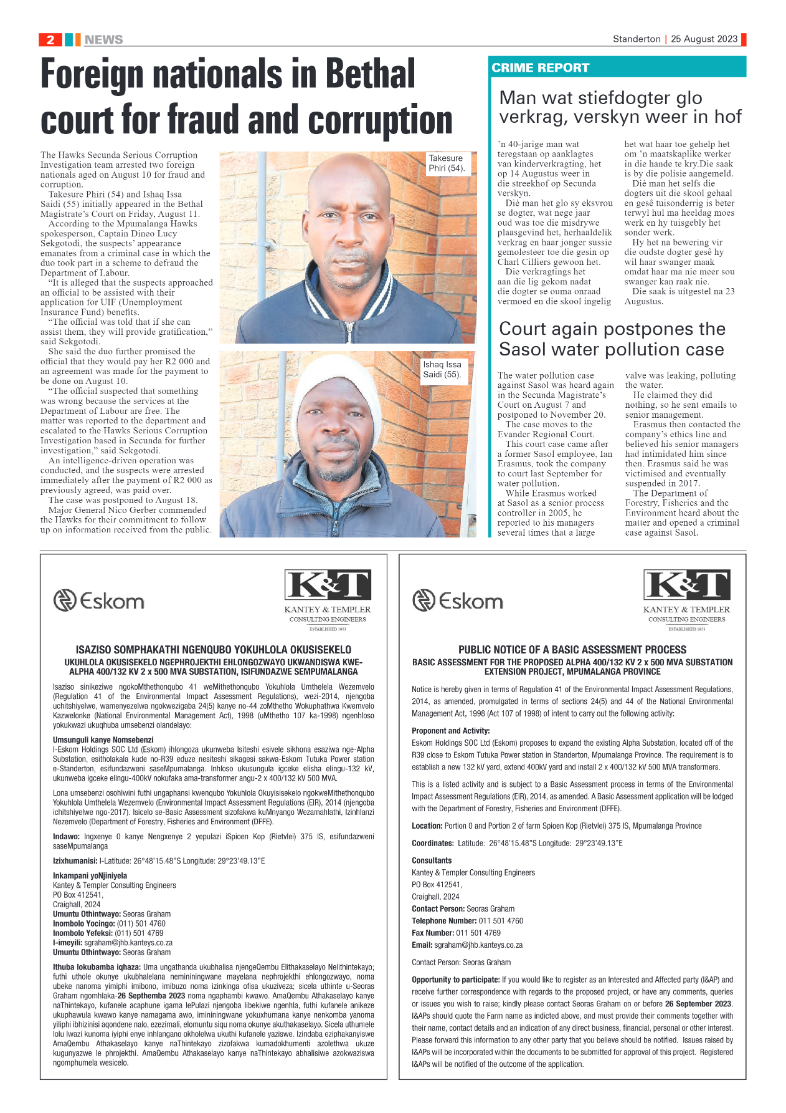 Standerton Advertiser 25 August 2023 page 2