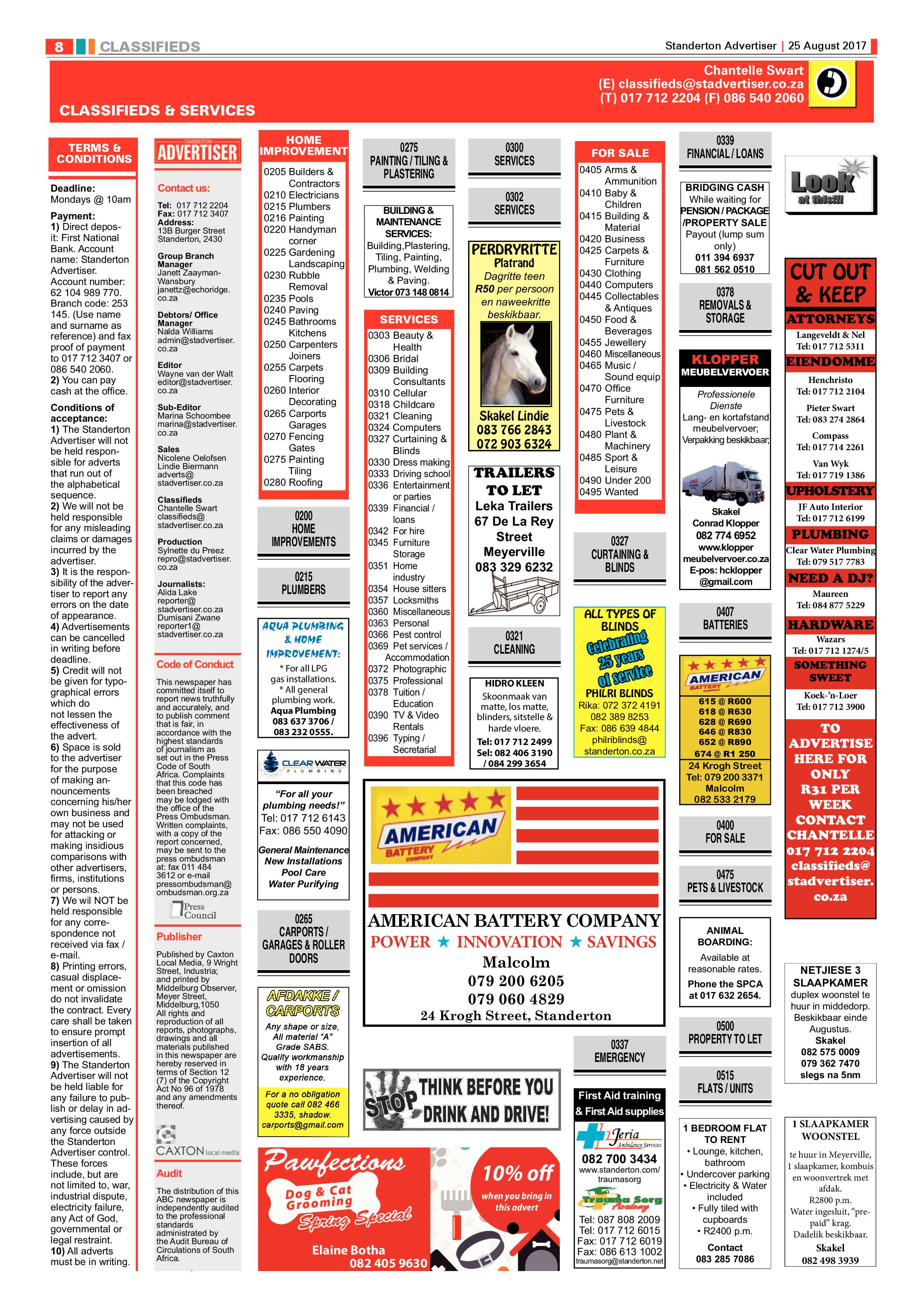 Standerton Advertiser, 25 August 2017 page 8