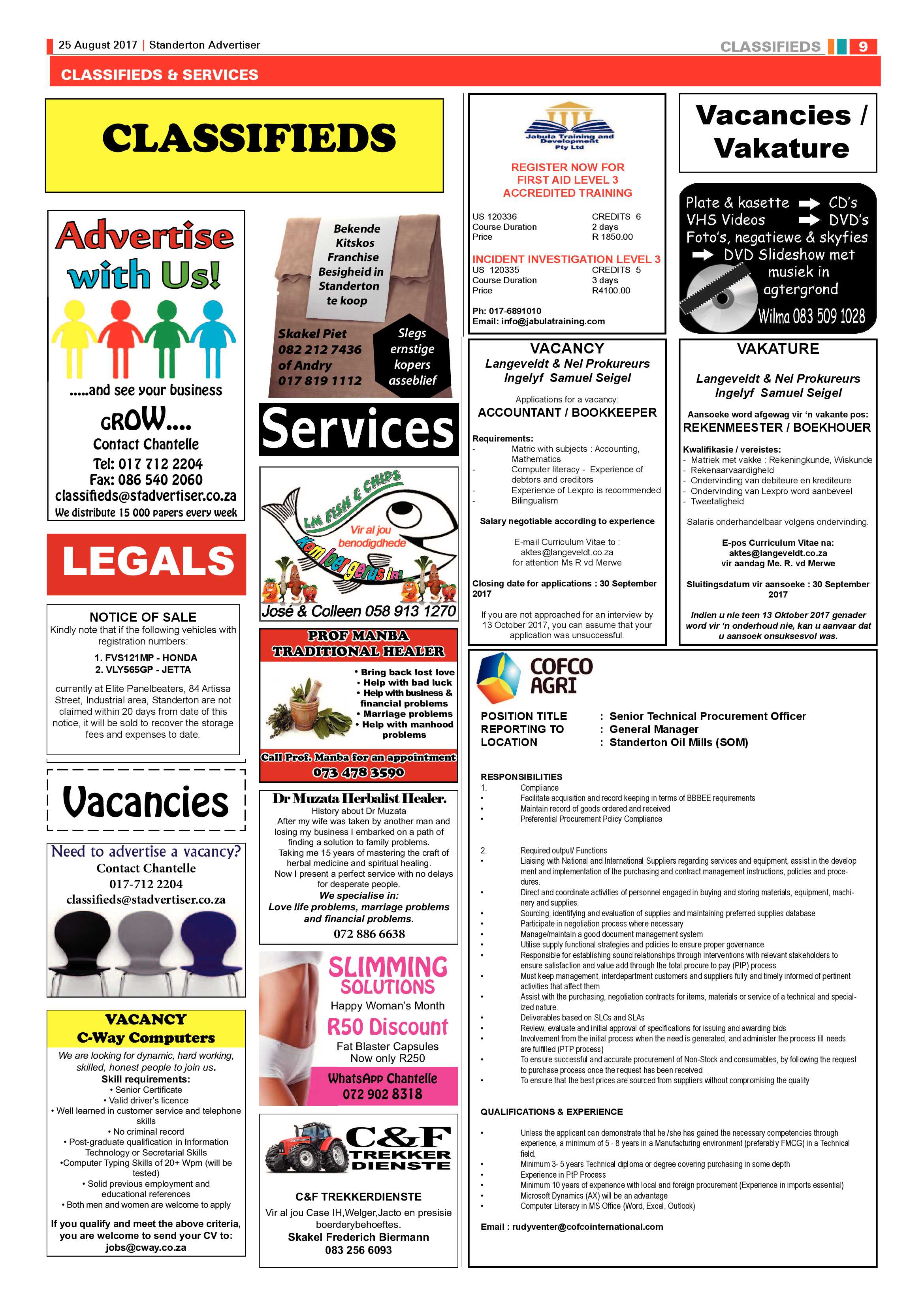 Standerton Advertiser, 25 August 2017 page 9