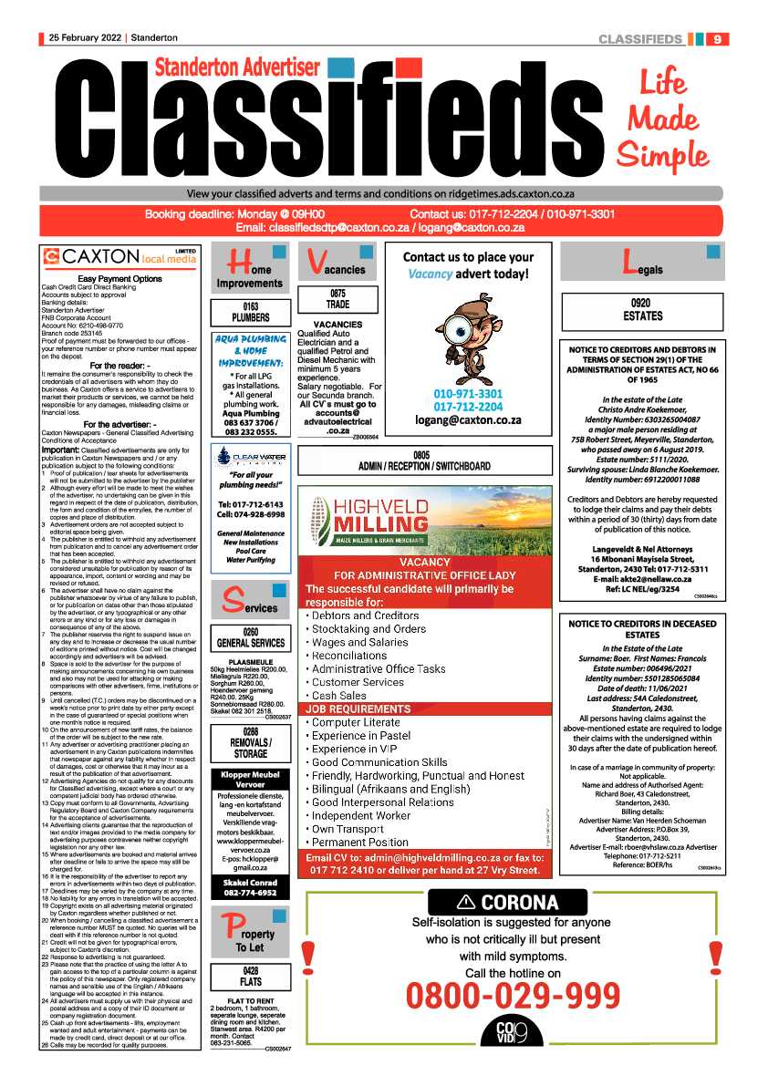 Standerton Advertiser 25 February 2022 page 9