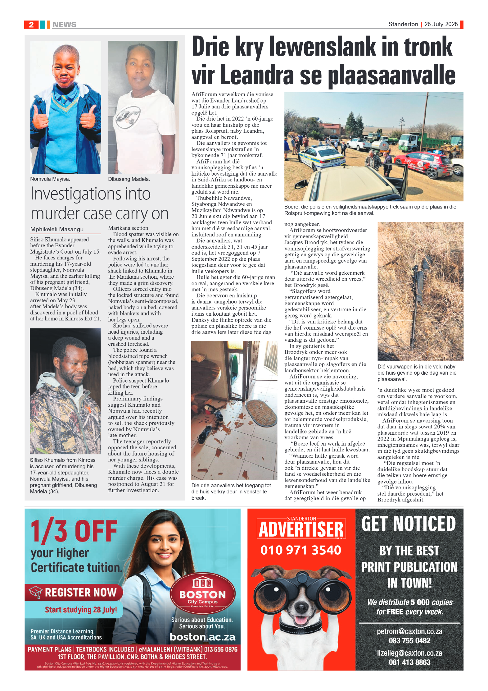 Standerton Advertiser 25 July 2025 page 2