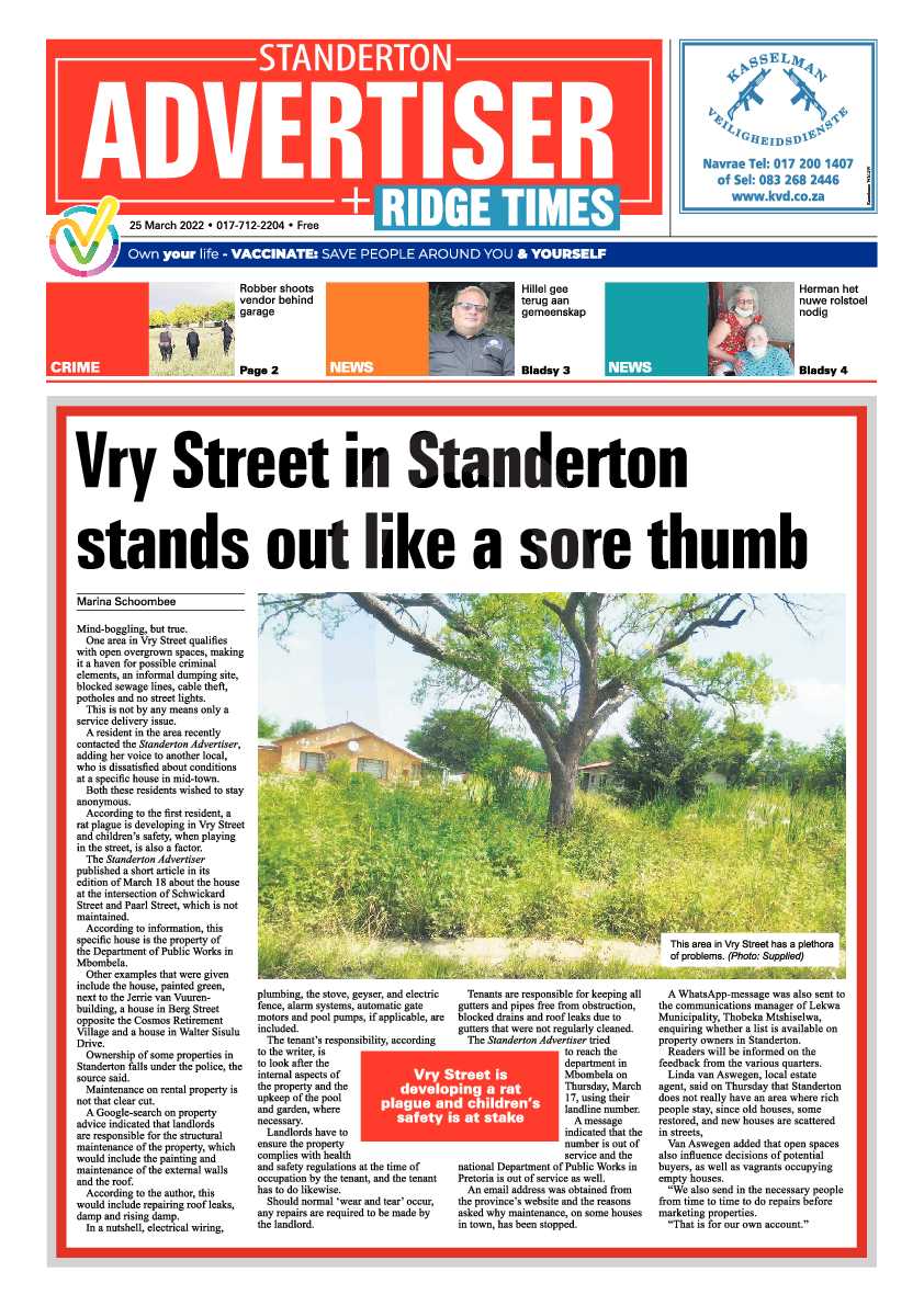 Standerton Advertiser 25 March 2022 page 1