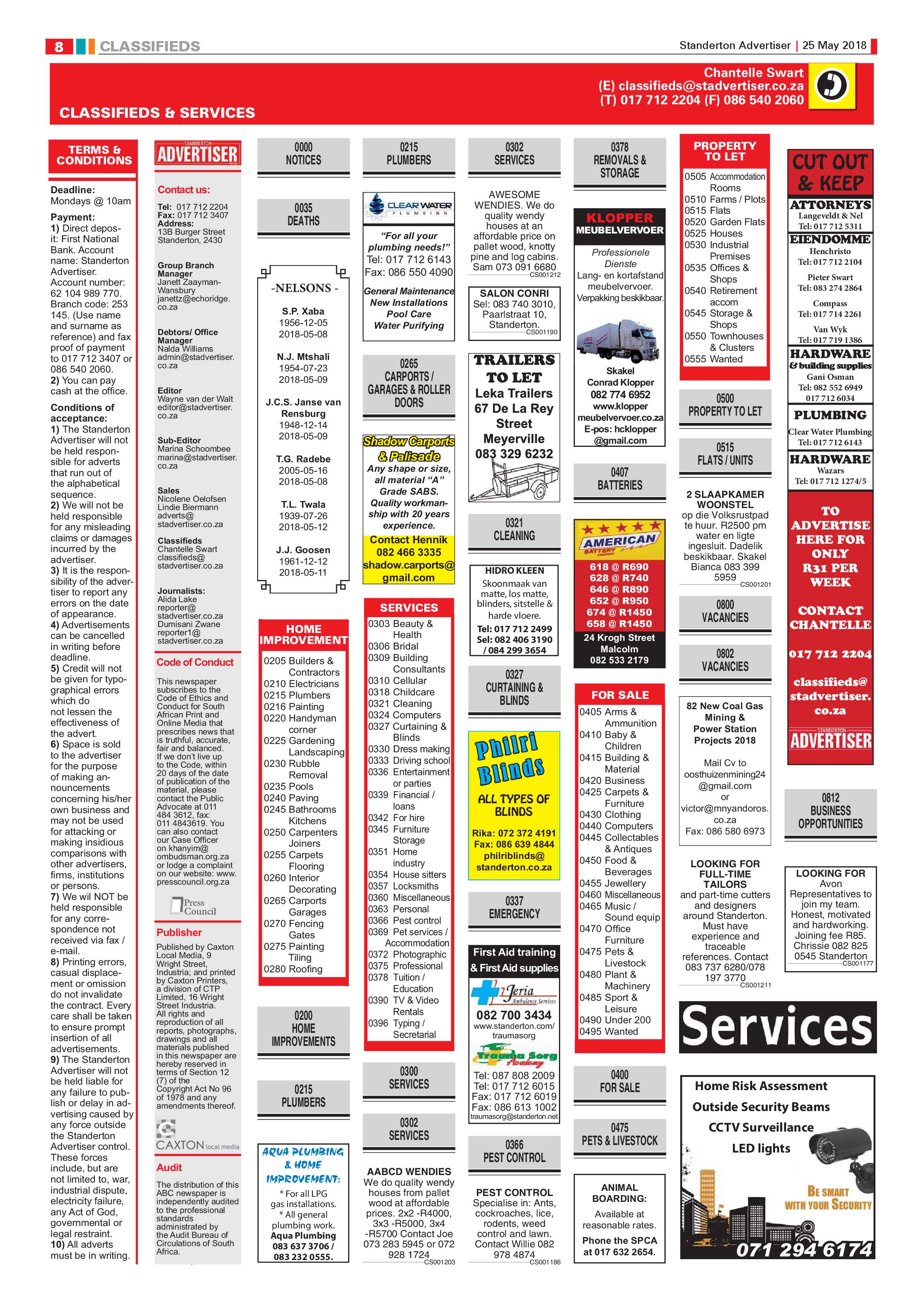 Standerton Advertiser 25 May 2018 page 8