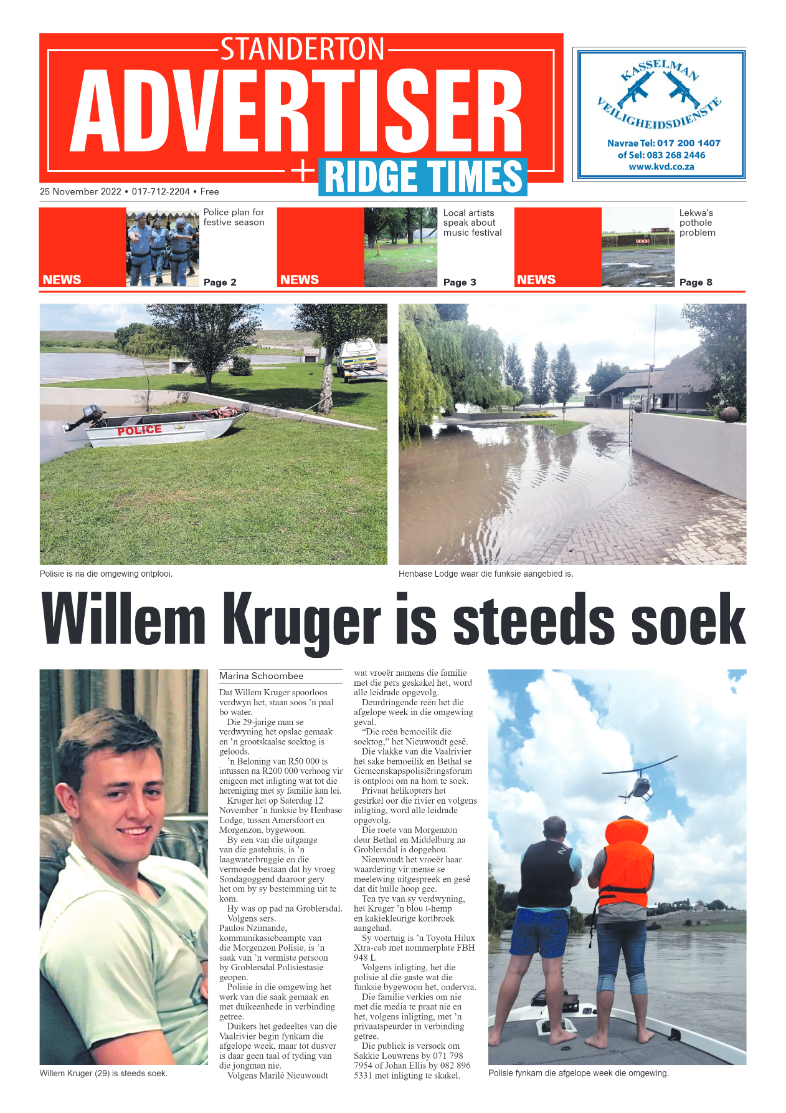 Standerton Advertiser 25 Nov 2022 page 1