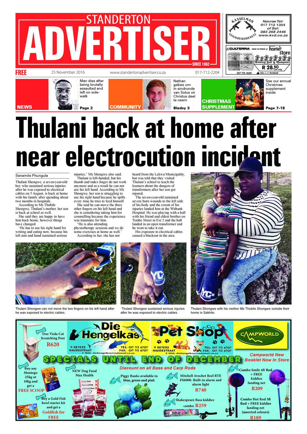 Standerton Advertiser 25 November 2016 page 1