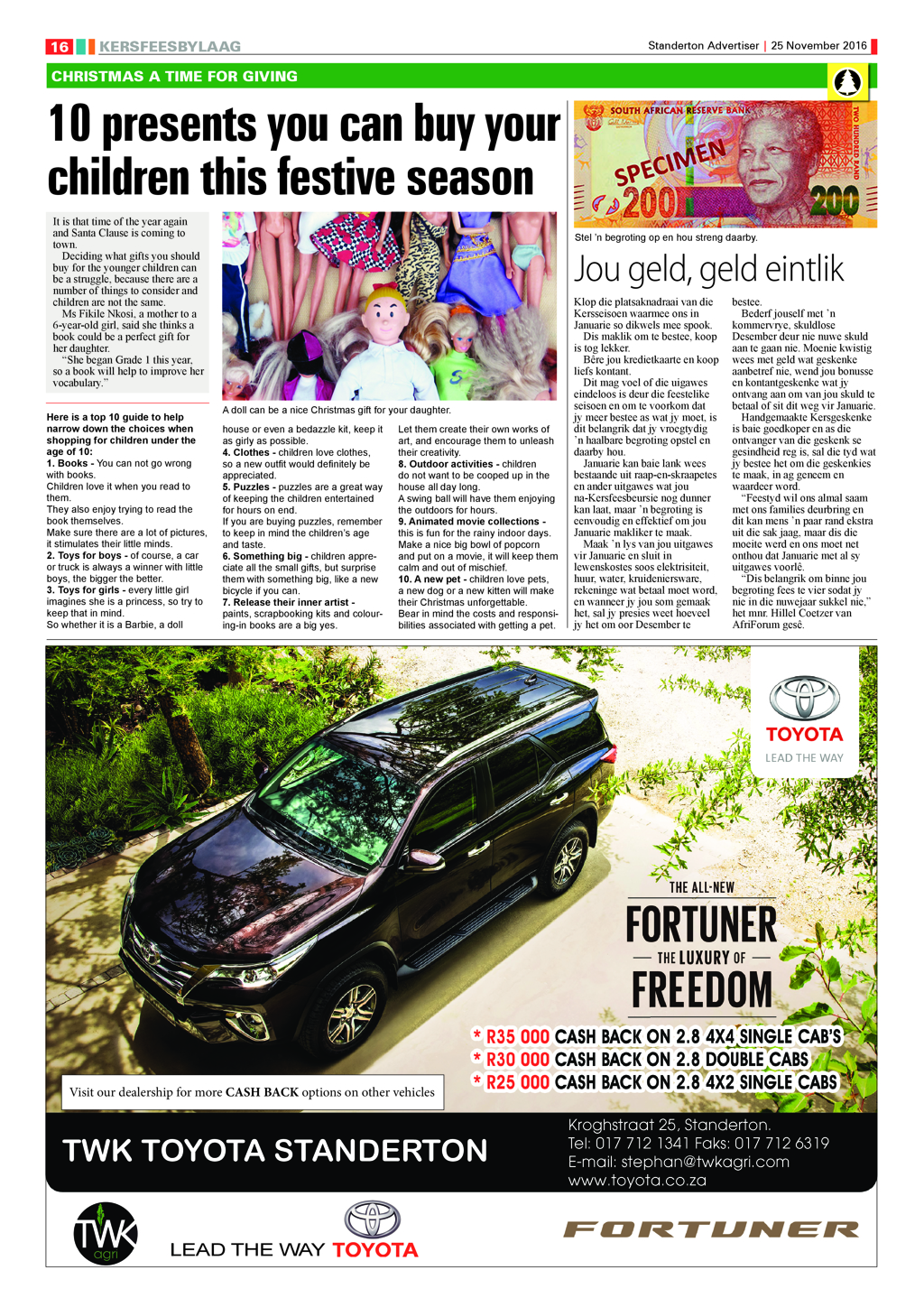 Standerton Advertiser 25 November 2016 page 16