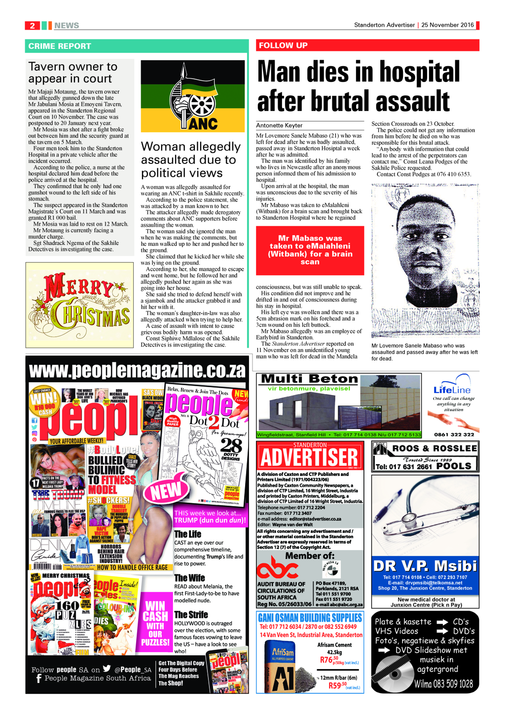 Standerton Advertiser 25 November 2016 page 2
