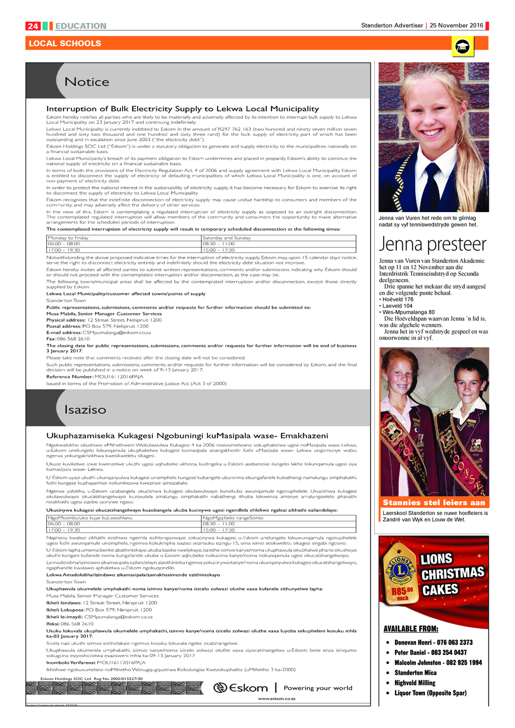 Standerton Advertiser 25 November 2016 page 24