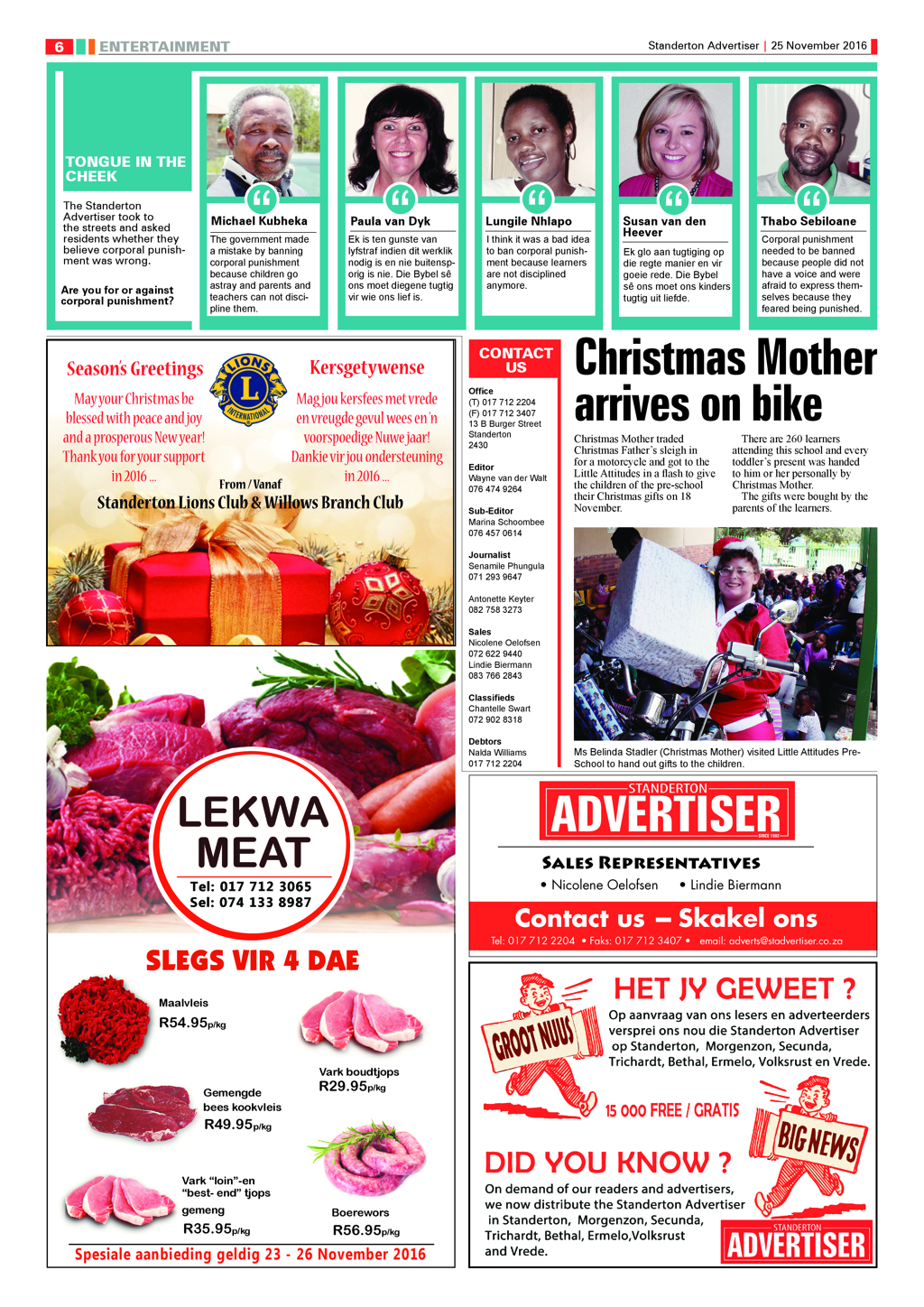 Standerton Advertiser 25 November 2016 page 6