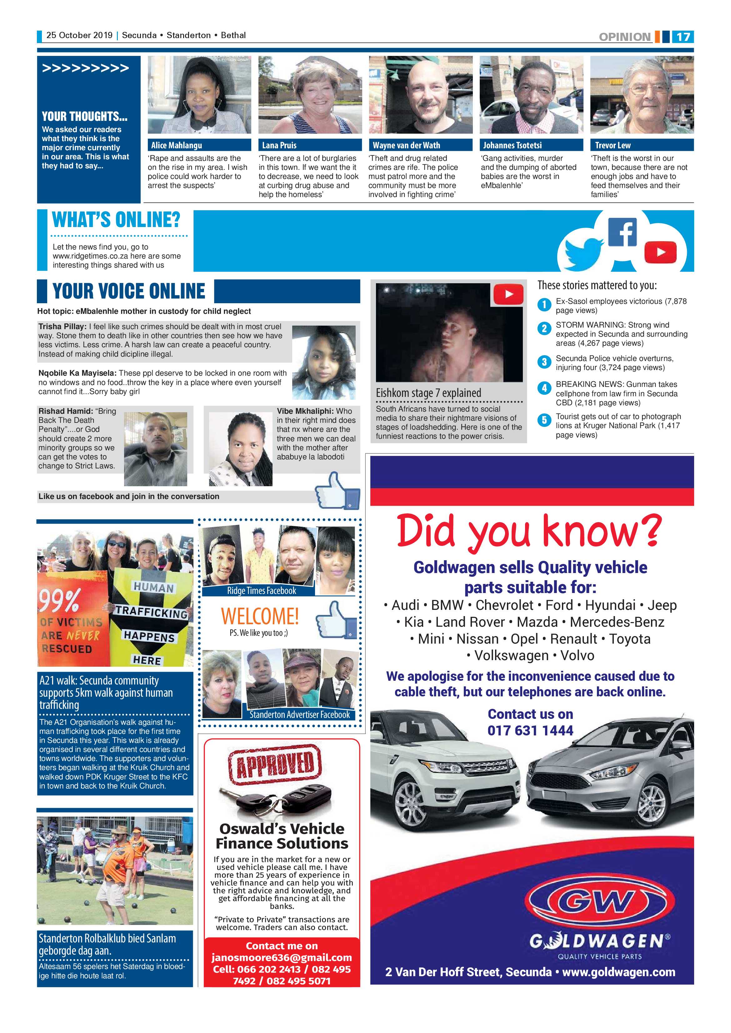Standerton Advertiser 25 October 2019 page 17