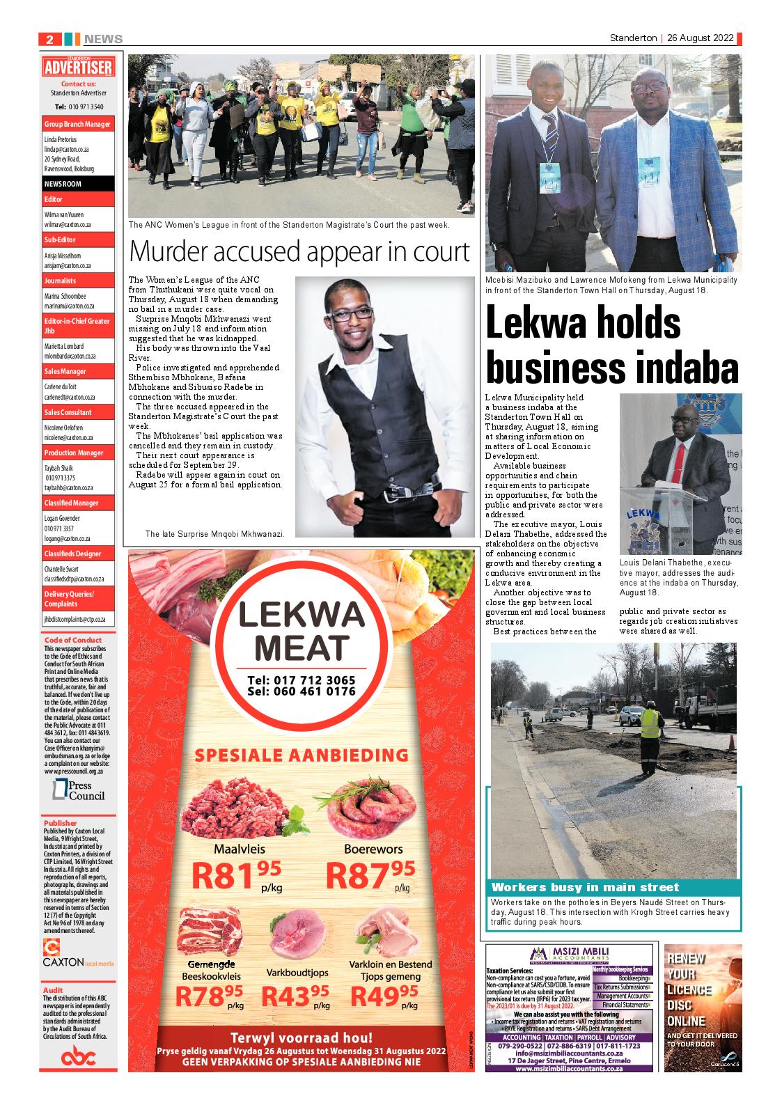 Standerton Advertiser 26 August 2022 page 2