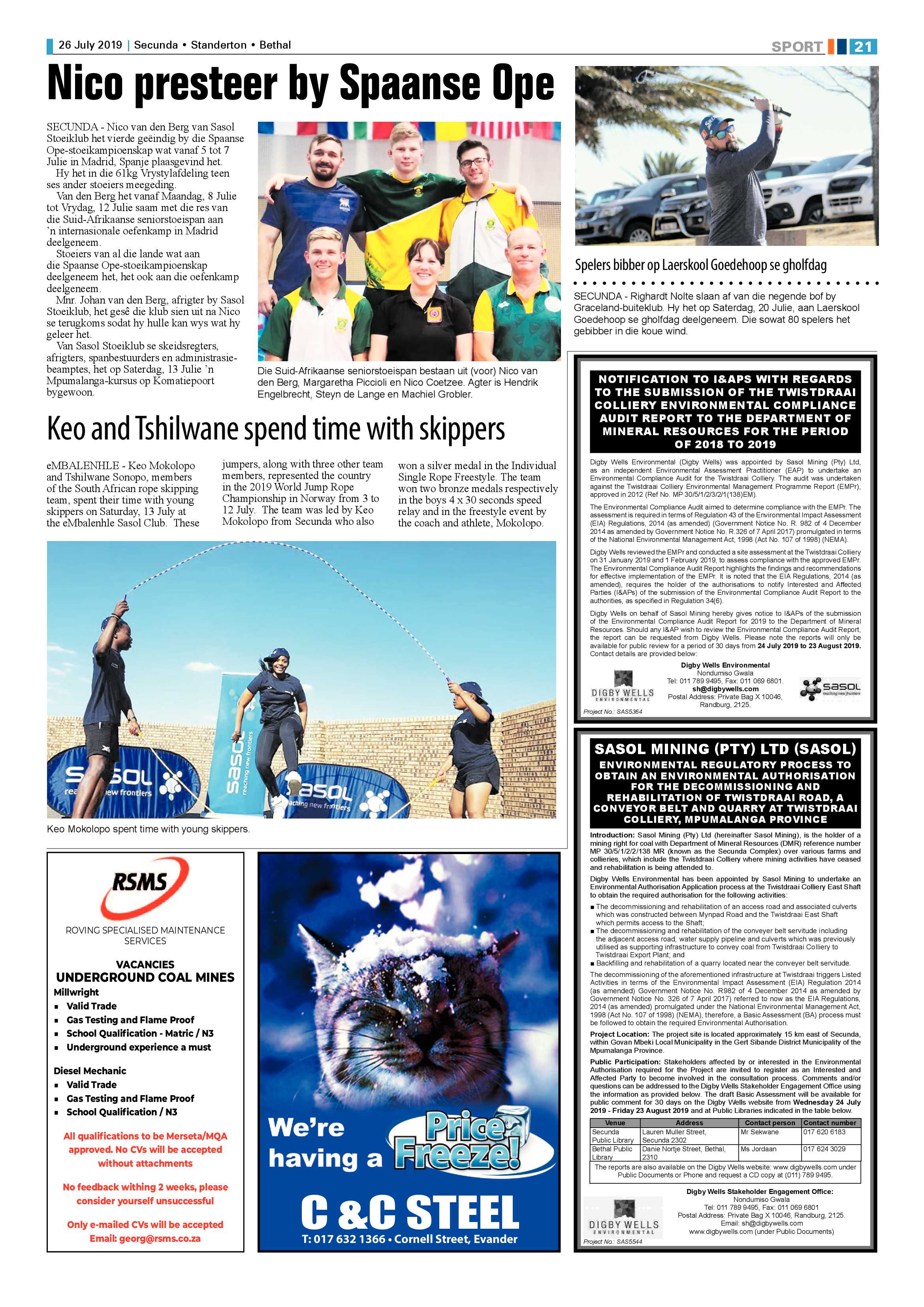 Standerton Advertiser 26 July 2019 page 25