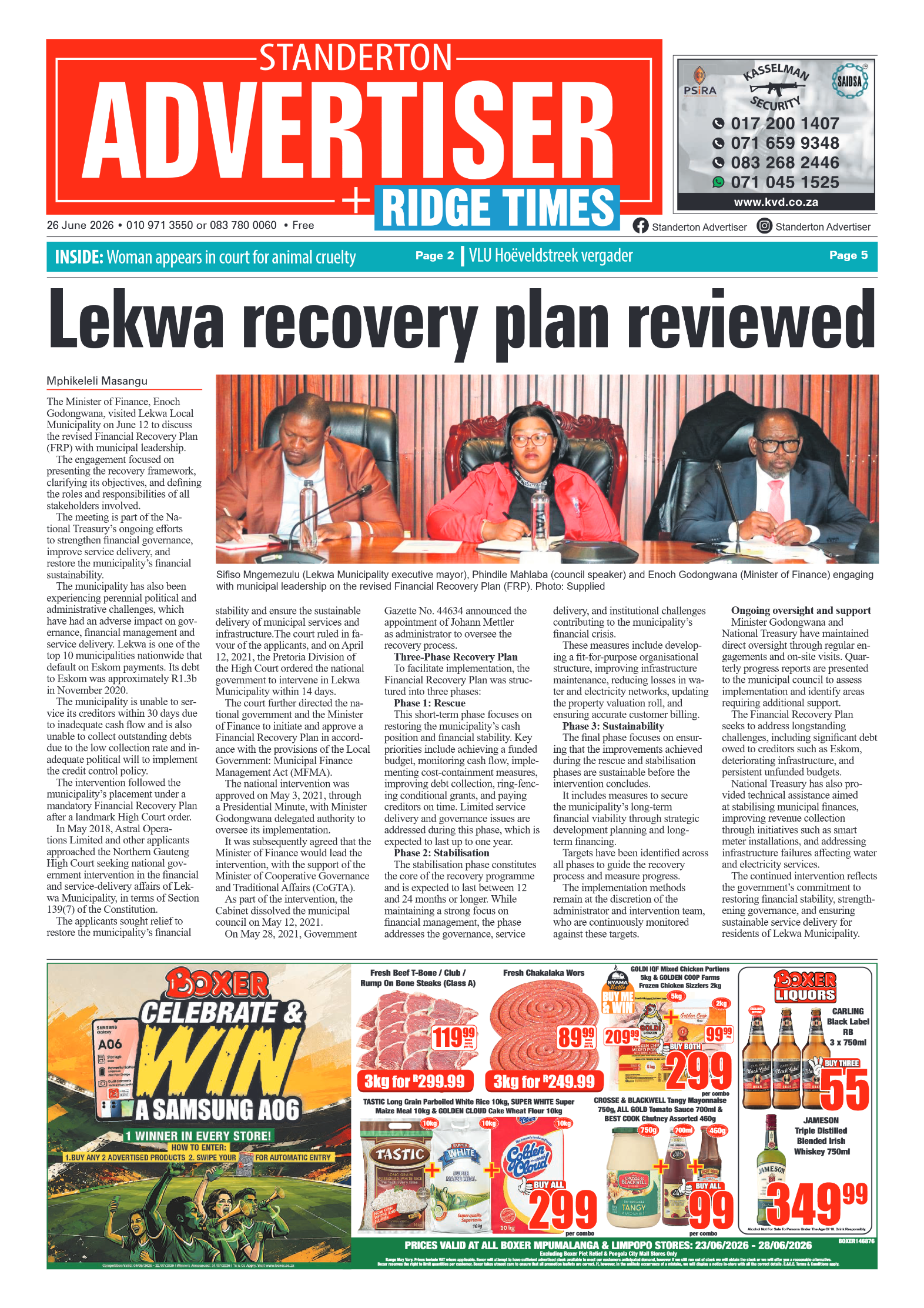 Standerton Advertiser 26 June 2026 page 1