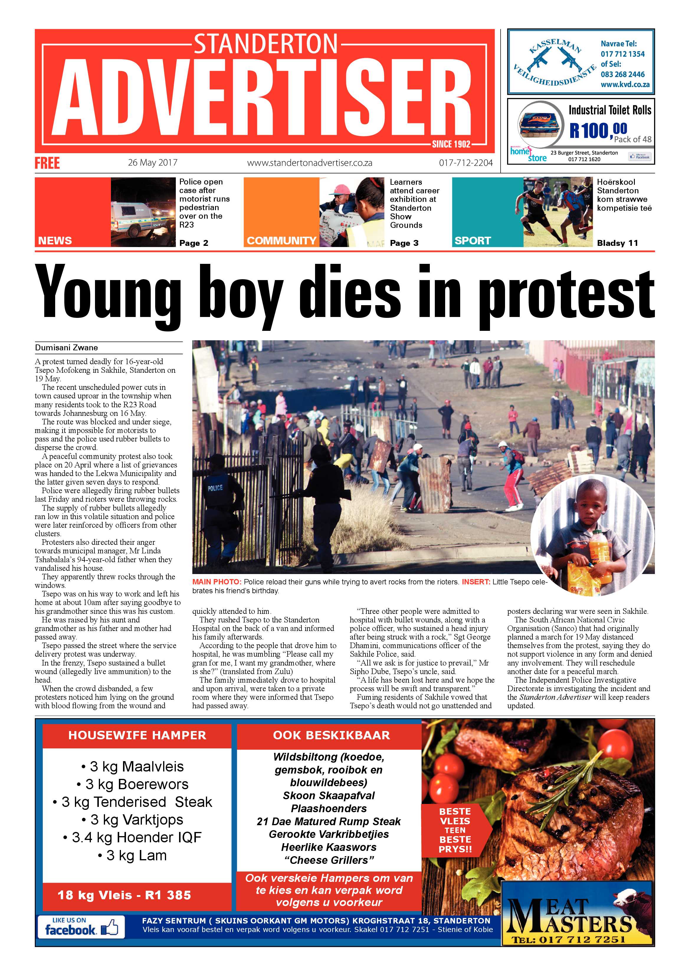 Standerton Advertiser 26 May 2017 page 1