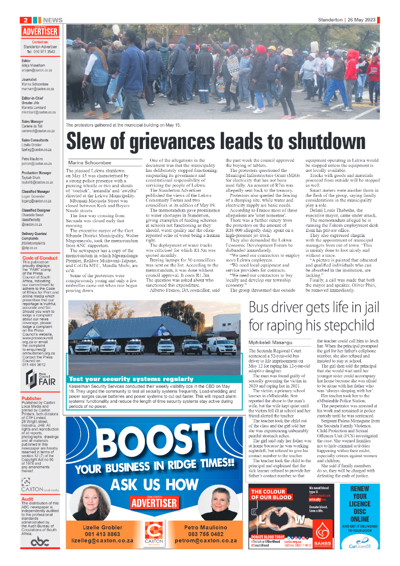 Standerton Advertiser 26 May 2023 page 2