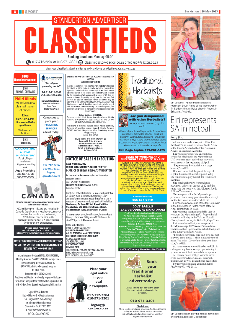 Standerton Advertiser 26 May 2023 page 6