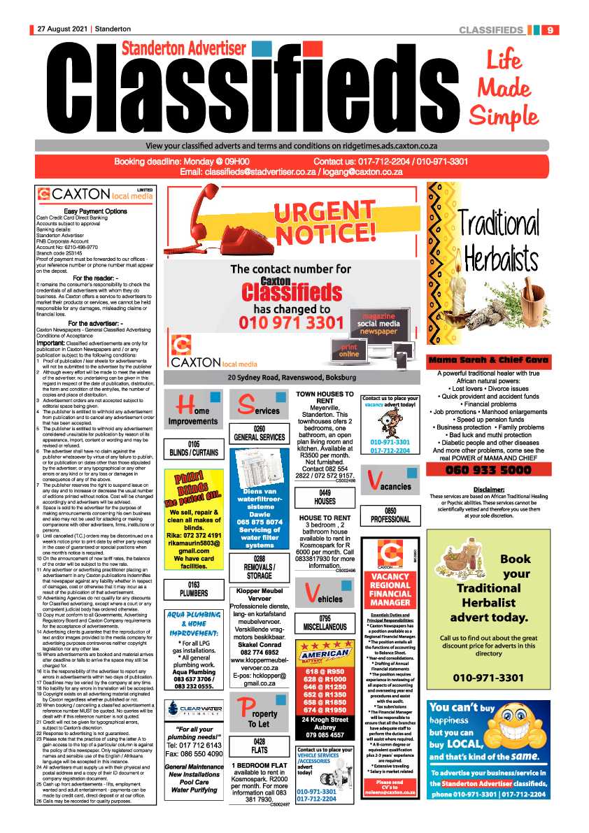 Standerton Advertiser 27 August 2021 page 9