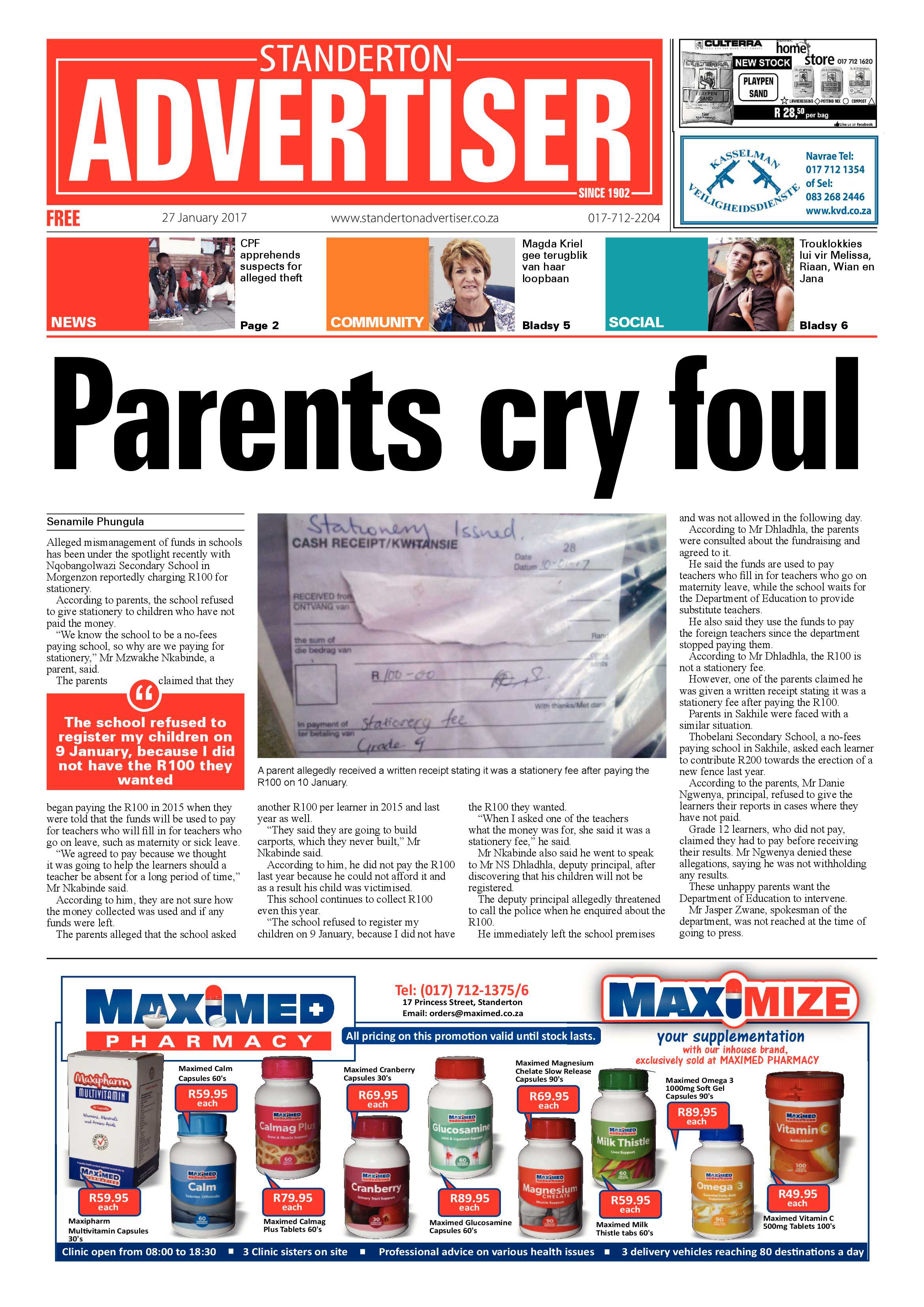 Standerton Advertiser 27 Februarie 2017 page 1