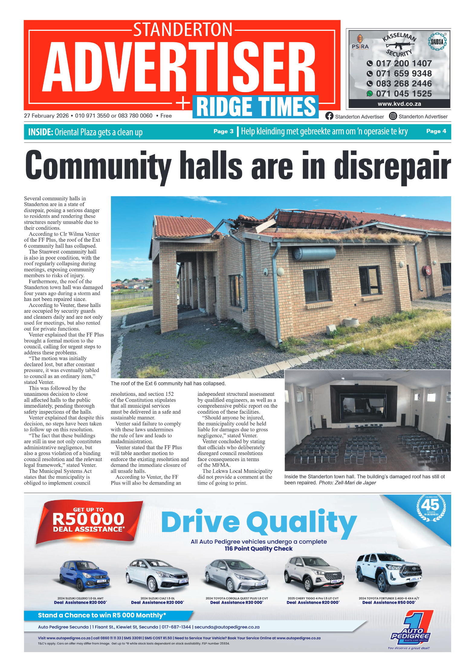 Standerton Advertiser 27 February 2026 page 1