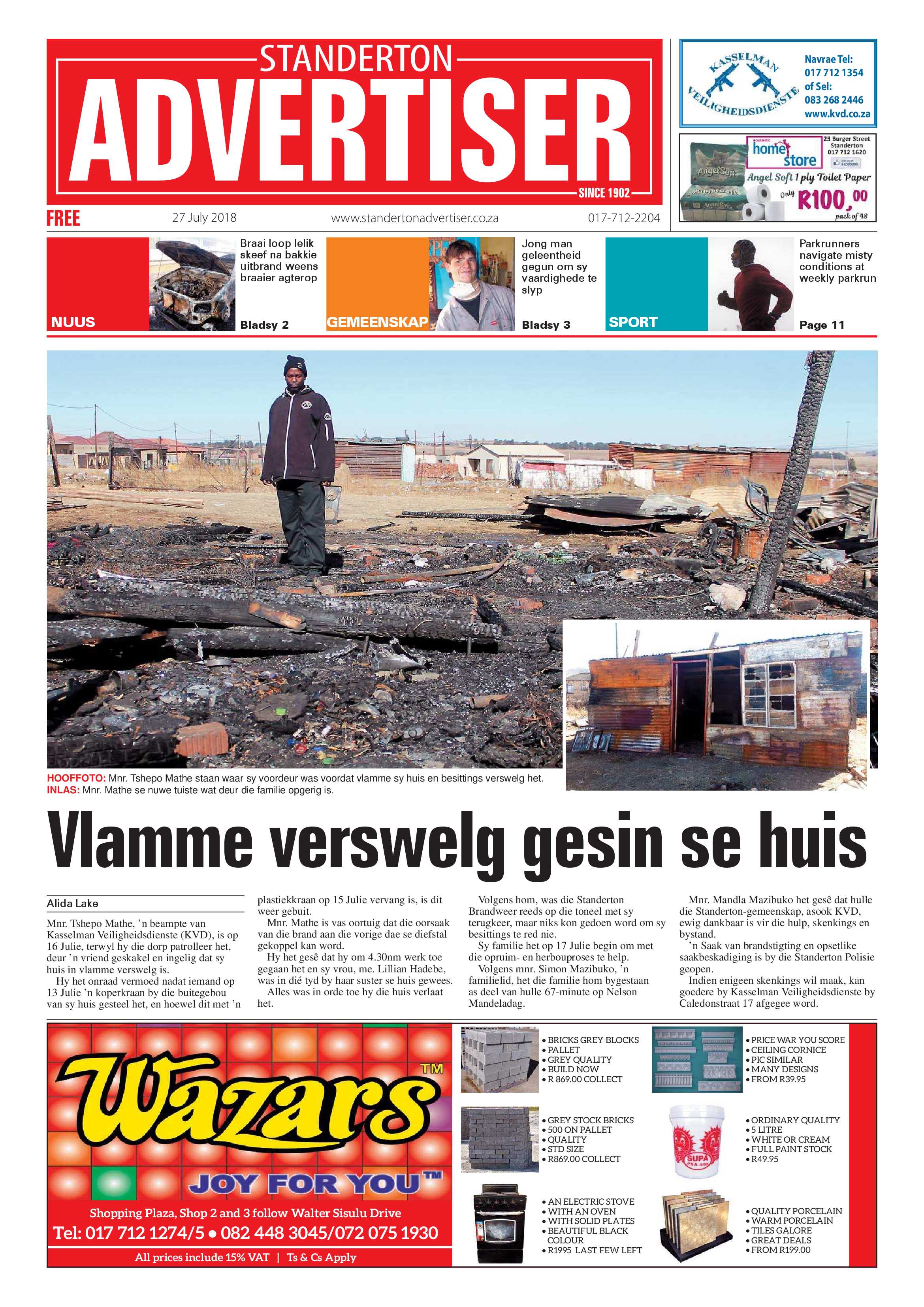 Standerton Advertiser 27 July 2018 page 1