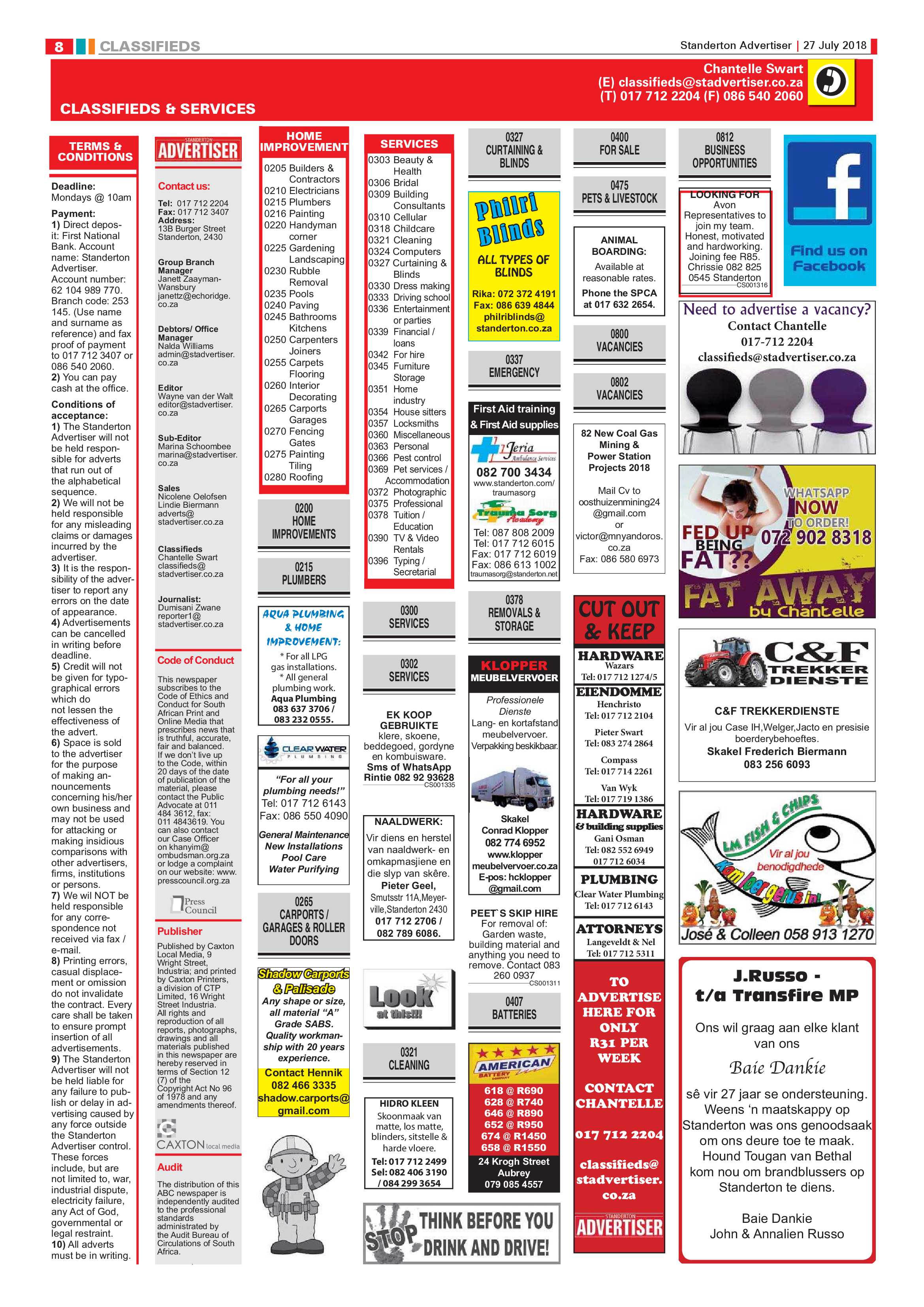 Standerton Advertiser 27 July 2018 page 8