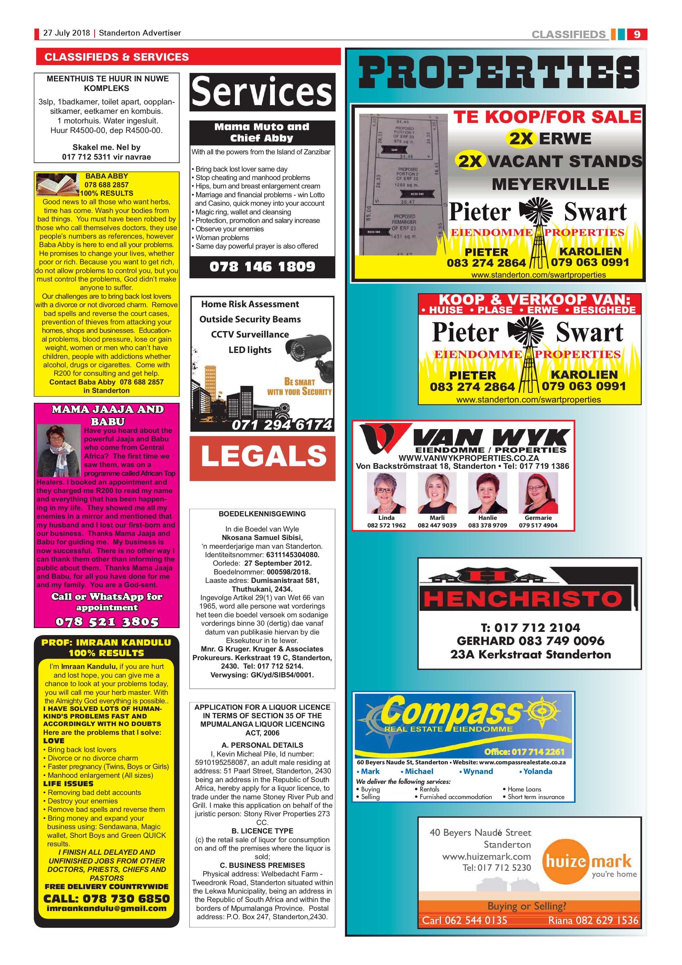 Standerton Advertiser 27 July 2018 page 9