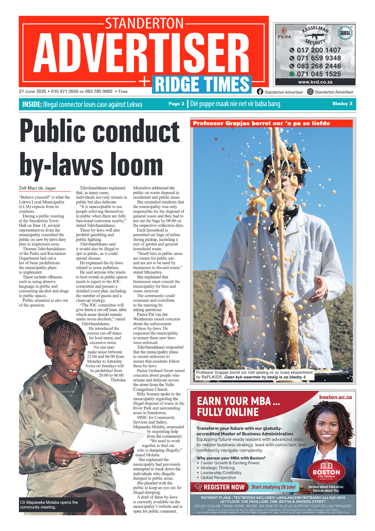 Standerton Advertiser 27 June 2025 page 1