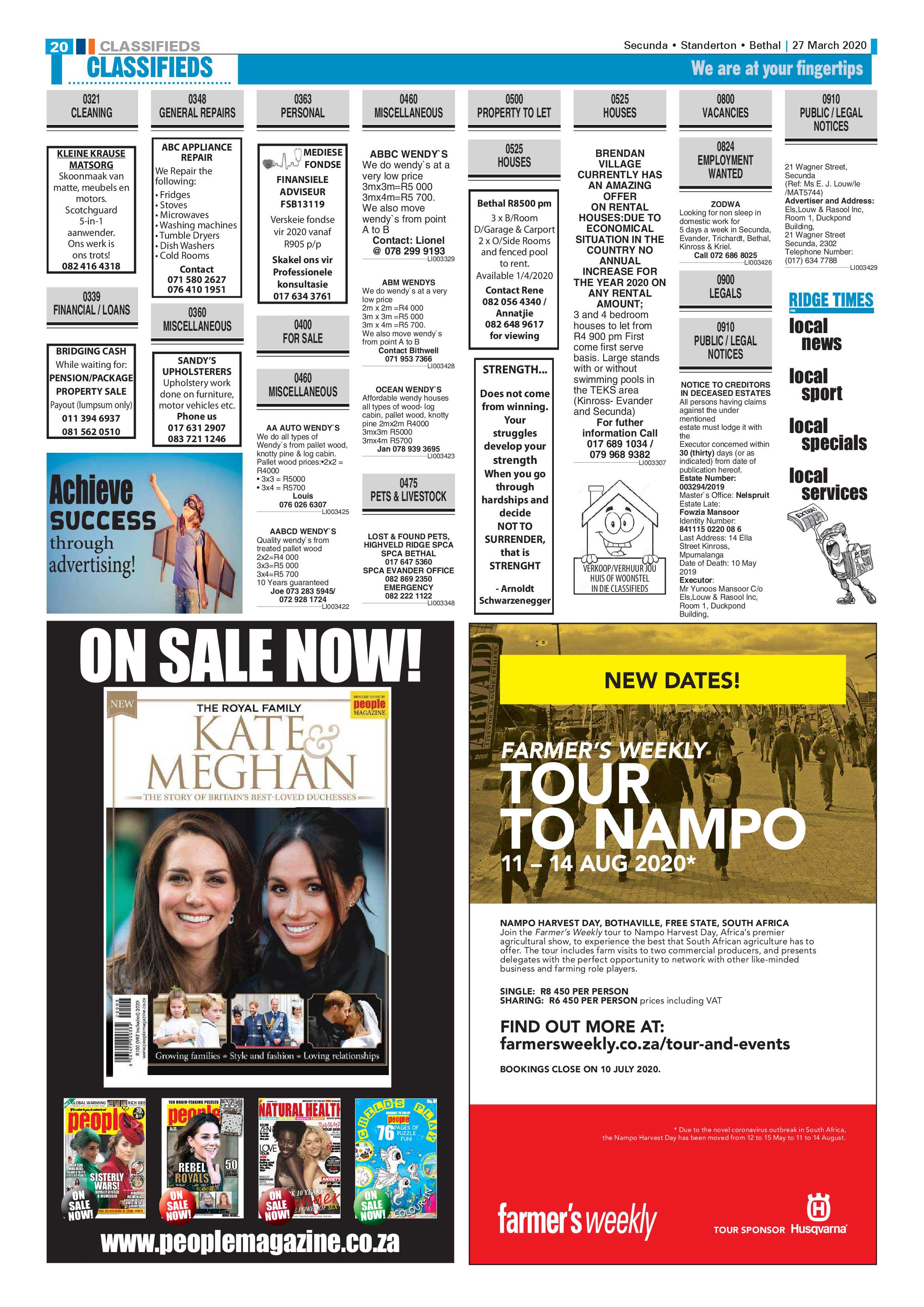 Standerton Advertiser 27 March 2020 page 20