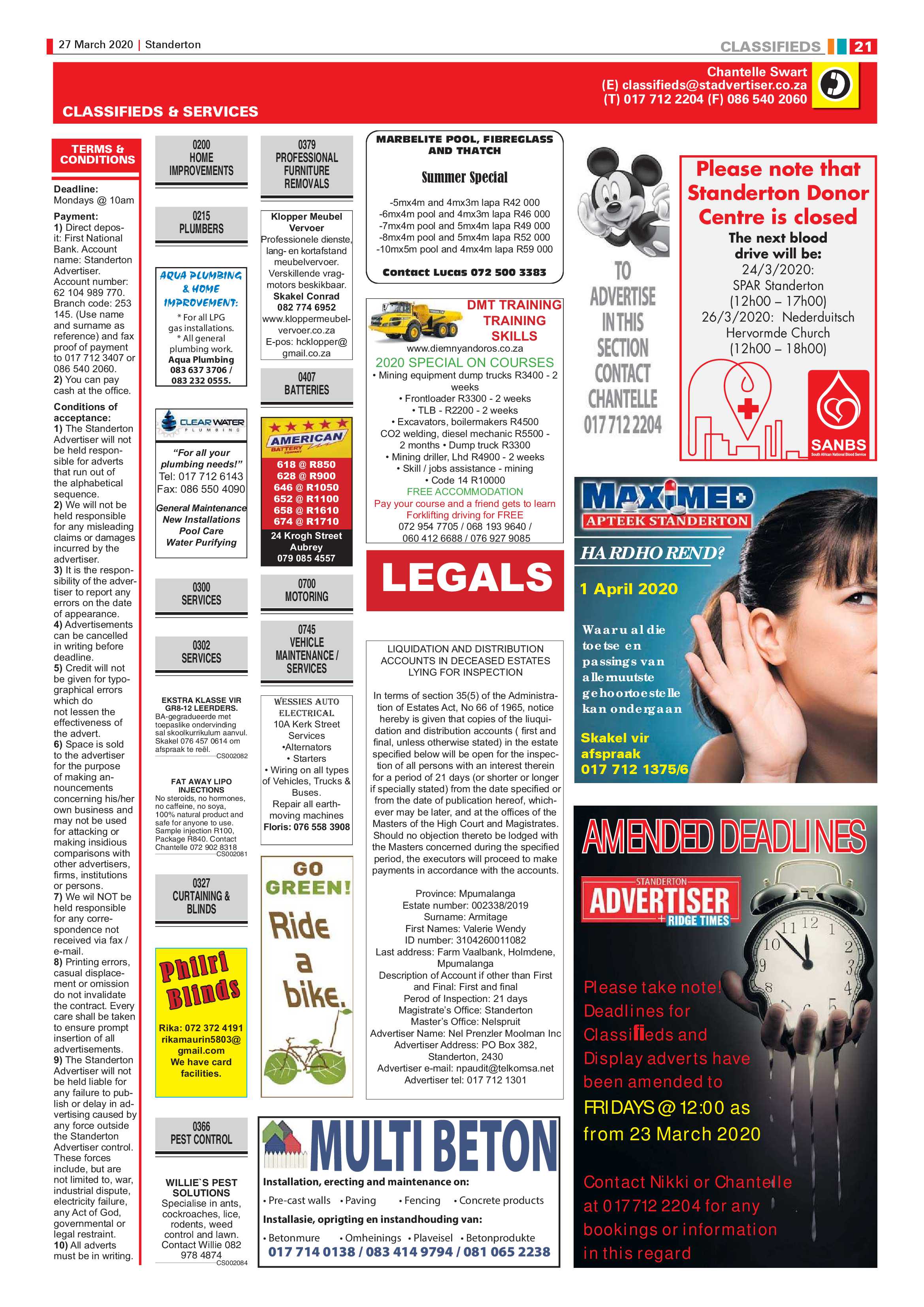 Standerton Advertiser 27 March 2020 page 21
