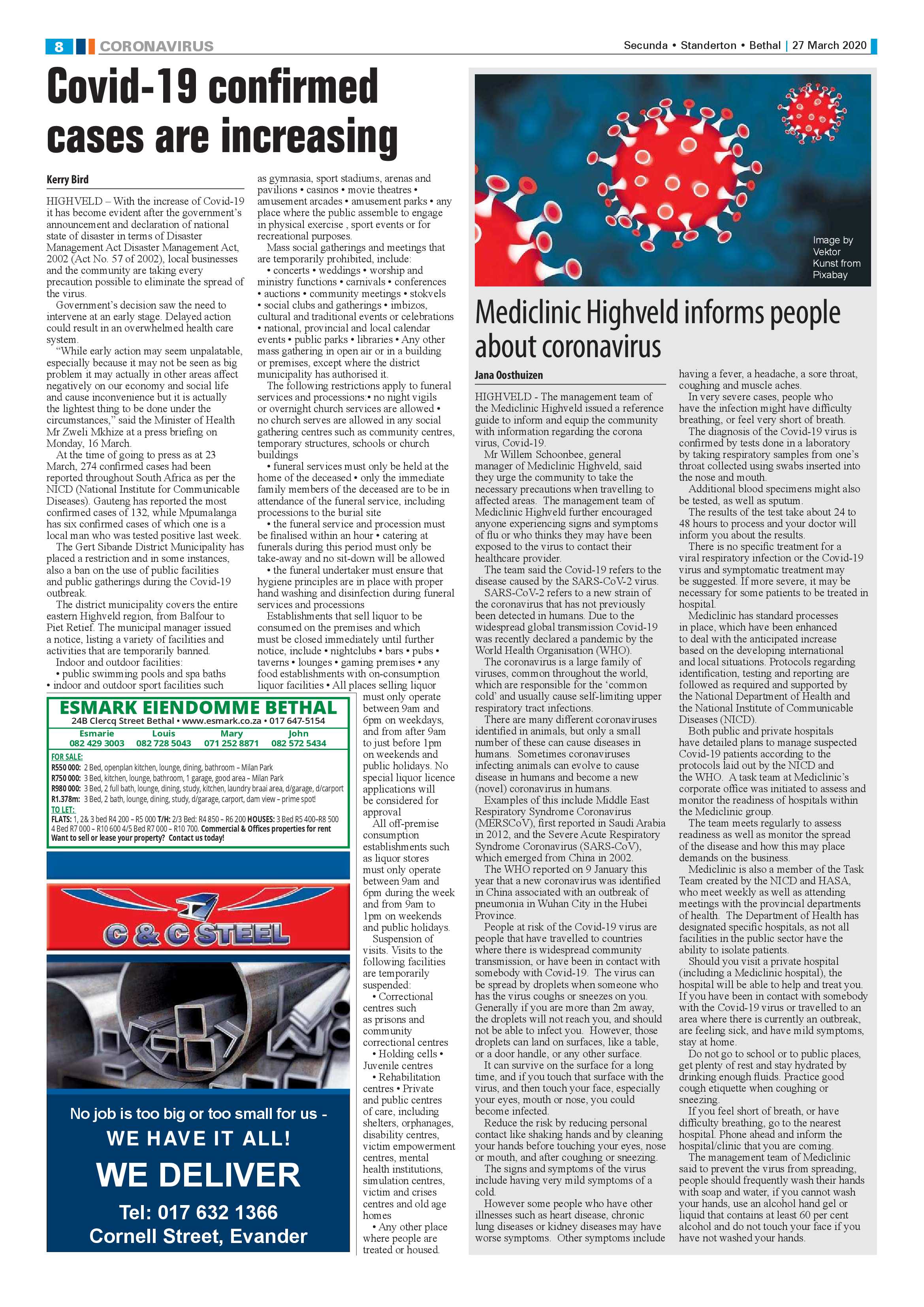 Standerton Advertiser 27 March 2020 page 8