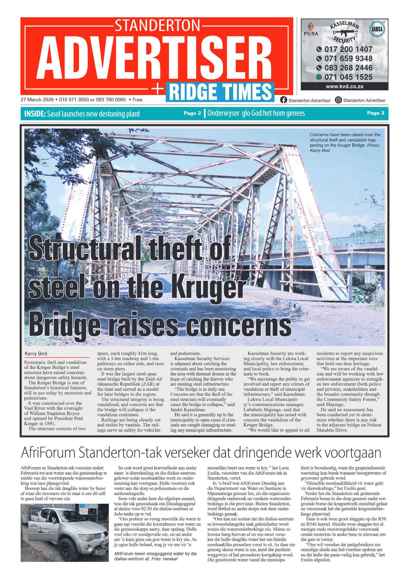 Standerton Advertiser 27 March 2026 page 1