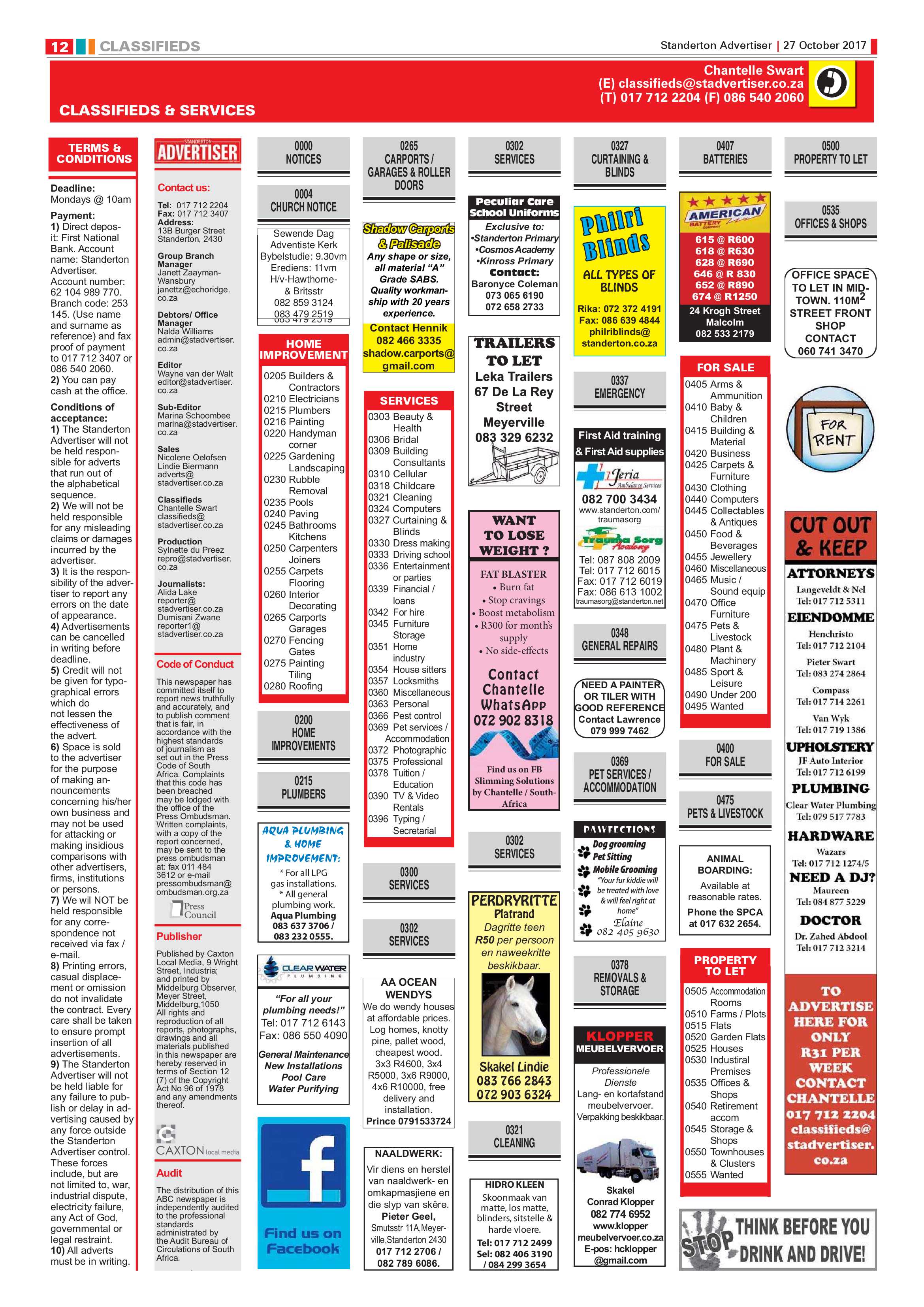 Standerton Advertiser 27 October 2017 page 12