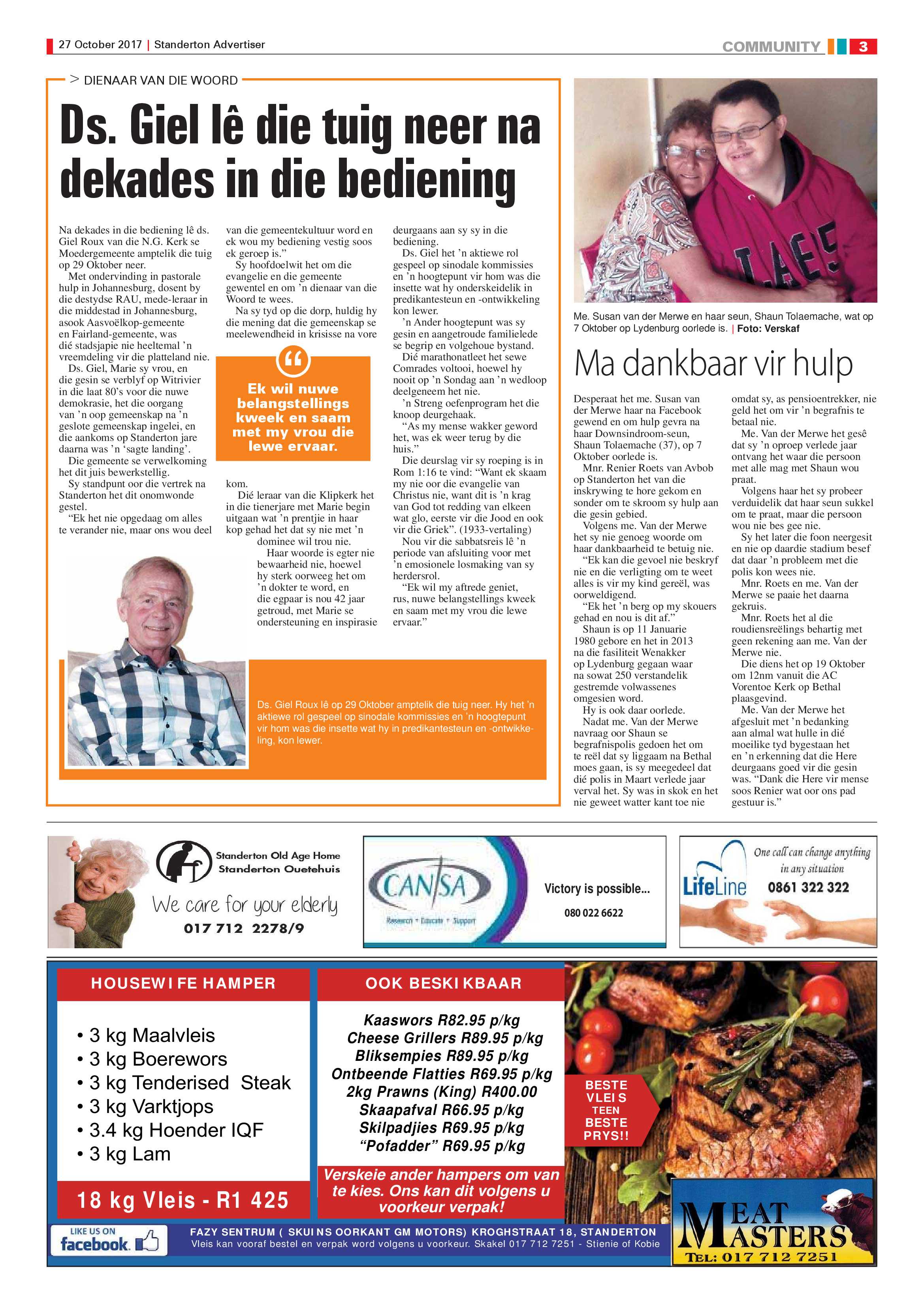 Standerton Advertiser 27 October 2017 page 3