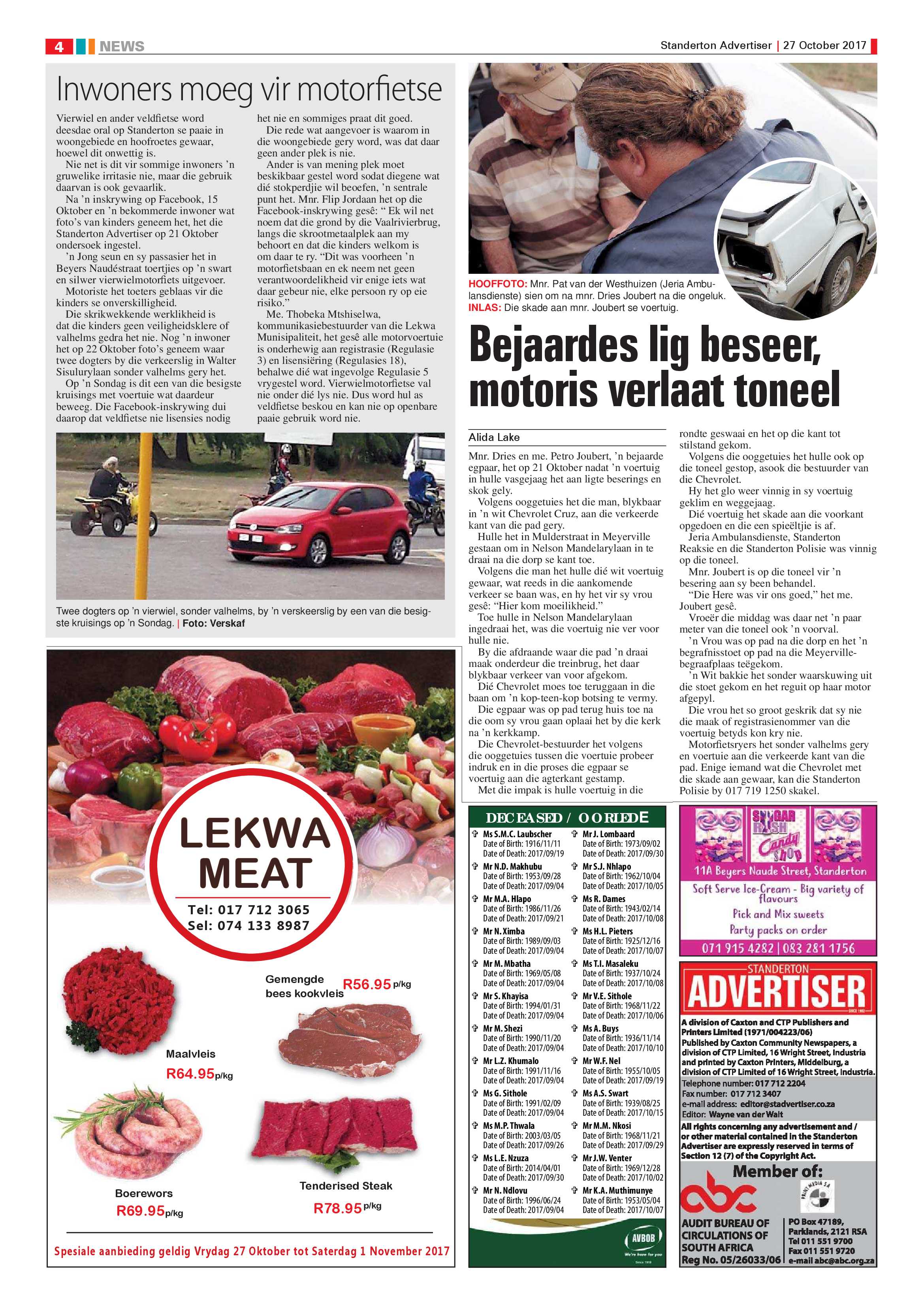 Standerton Advertiser 27 October 2017 page 4