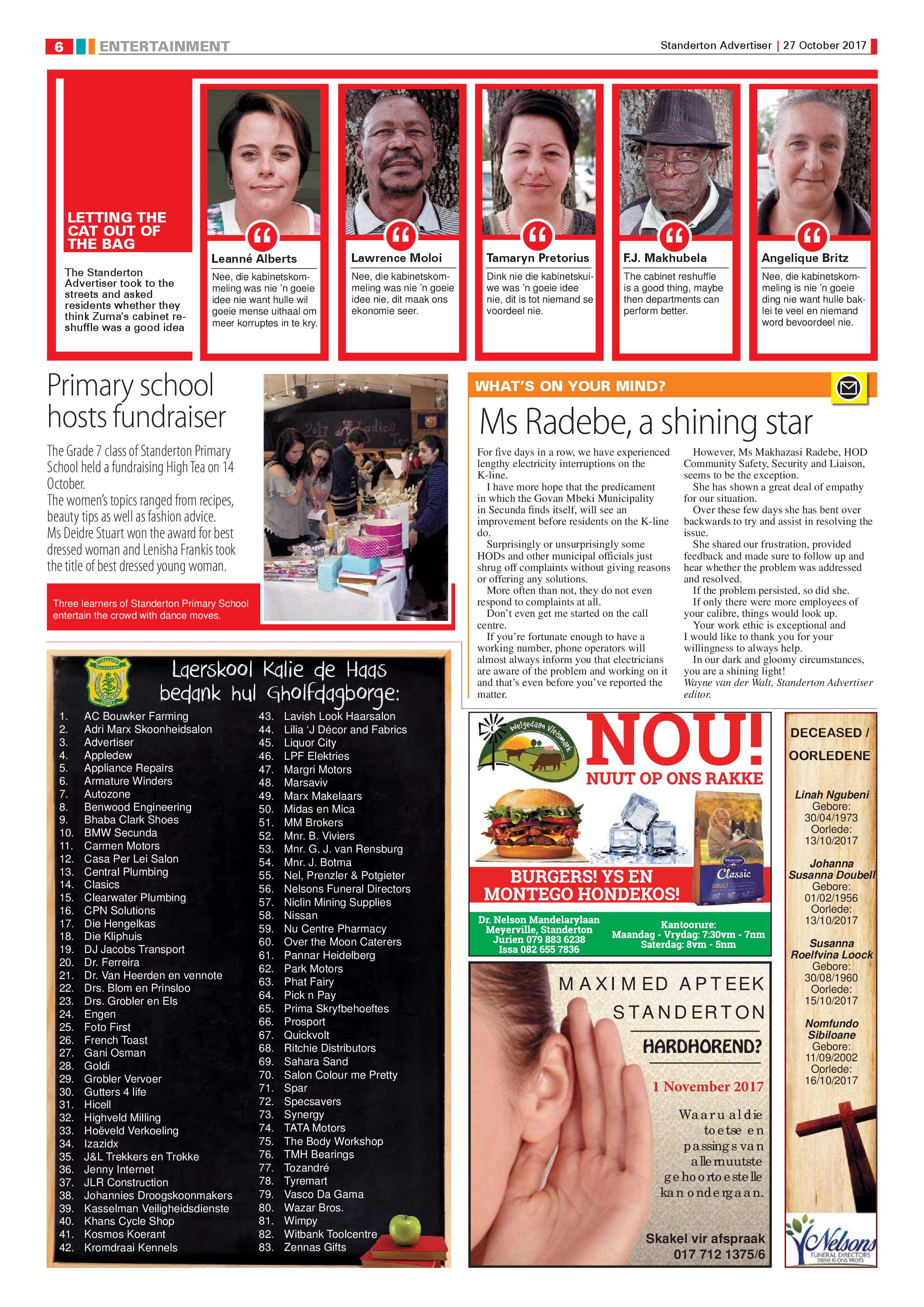 Standerton Advertiser 27 October 2017 page 6