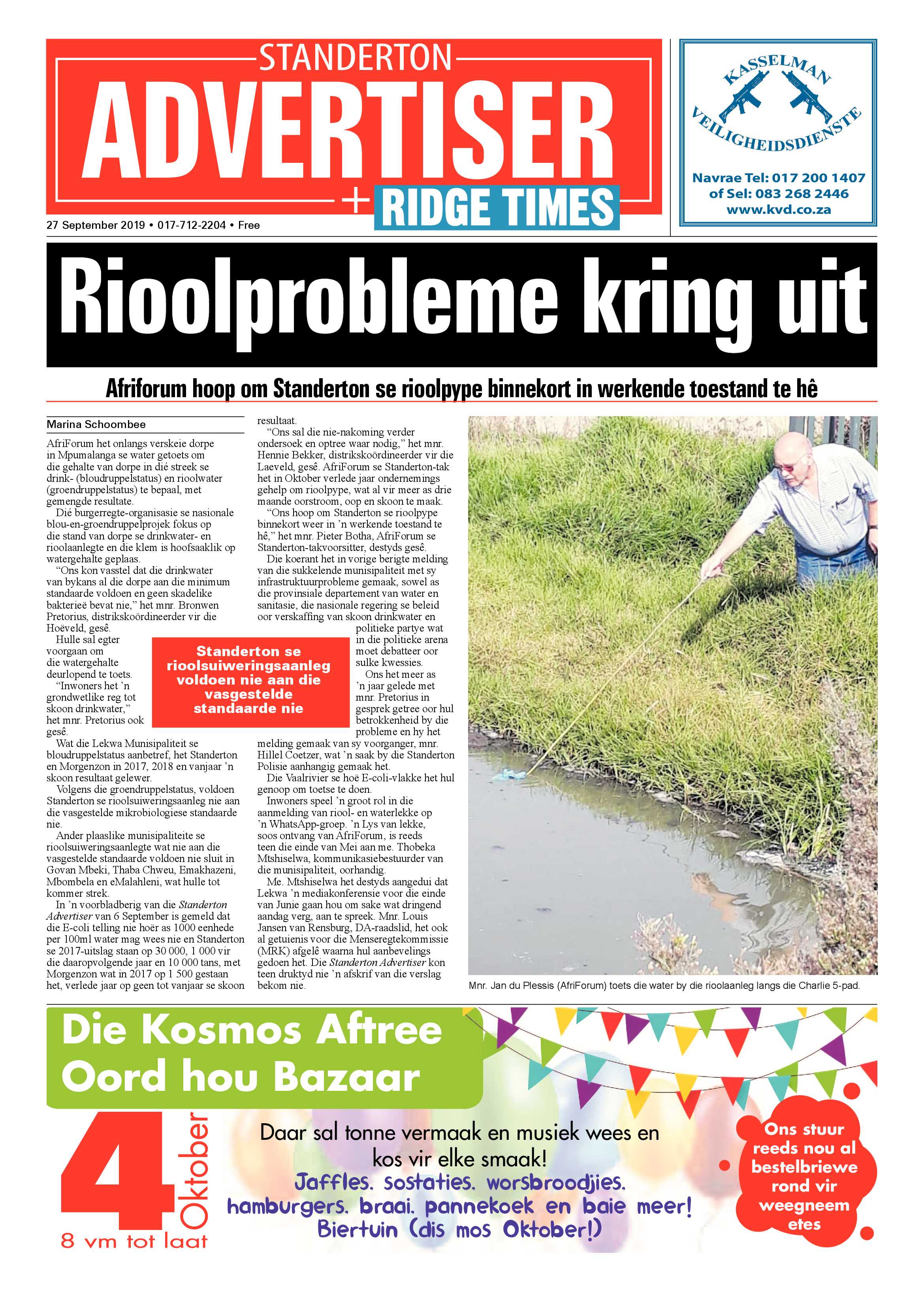 Standerton Advertiser 27 September 2019 page 1