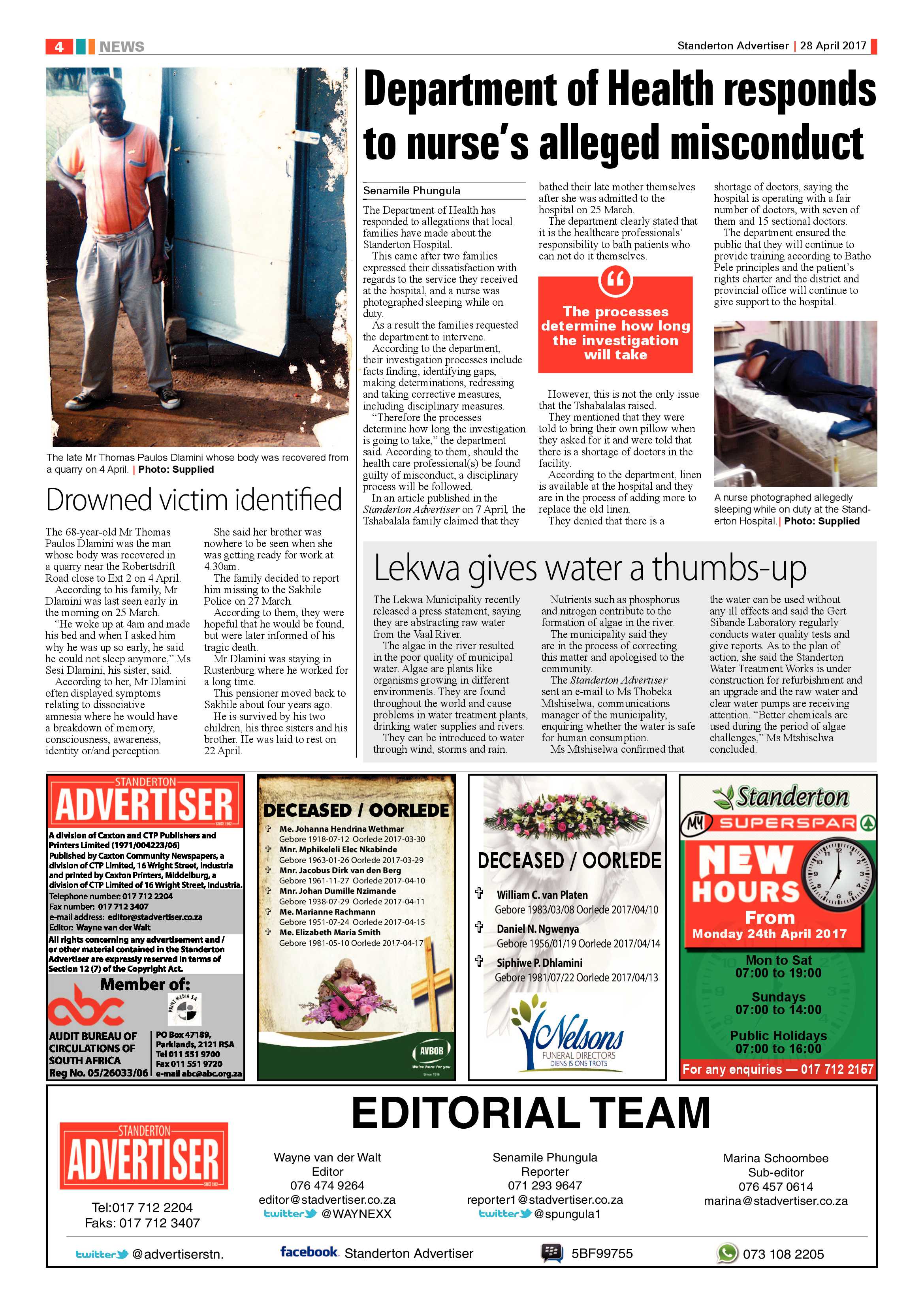 Standerton Advertiser 28 April 2017 page 4