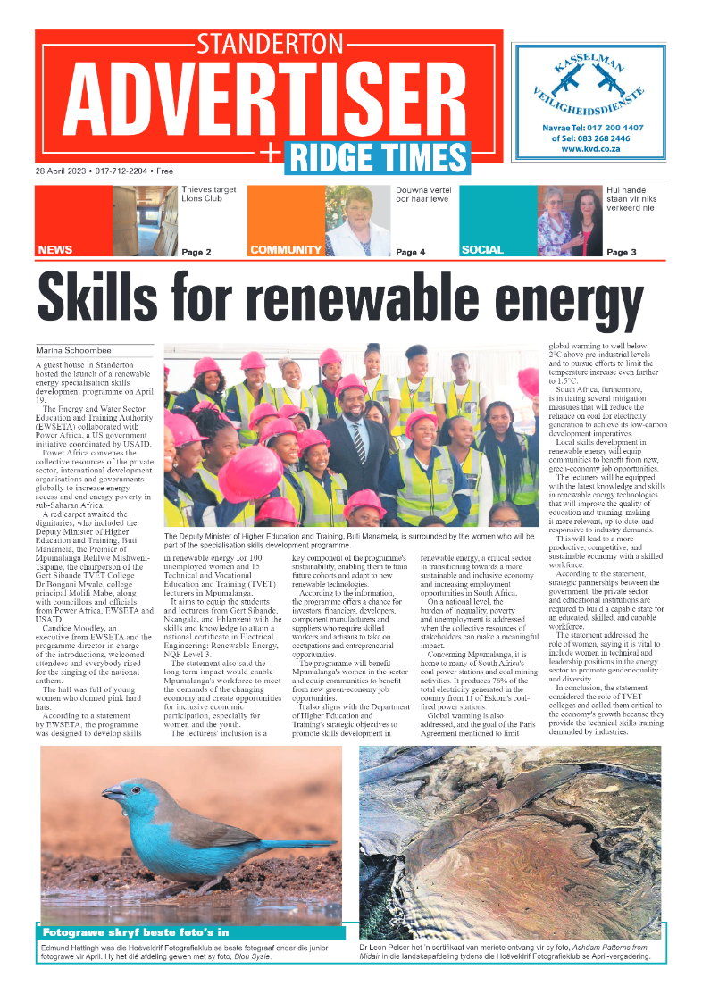 Standerton Advertiser 28 April 2023 page 1