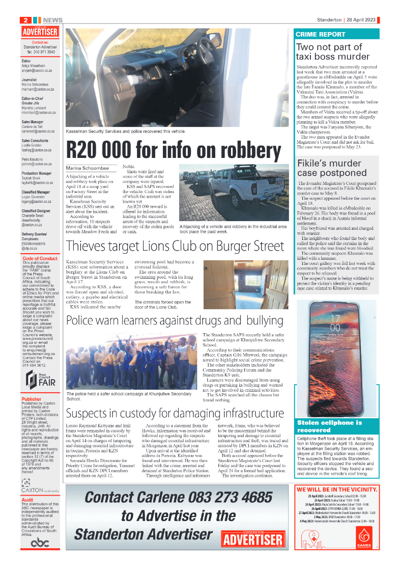 Standerton Advertiser 28 April 2023 page 2