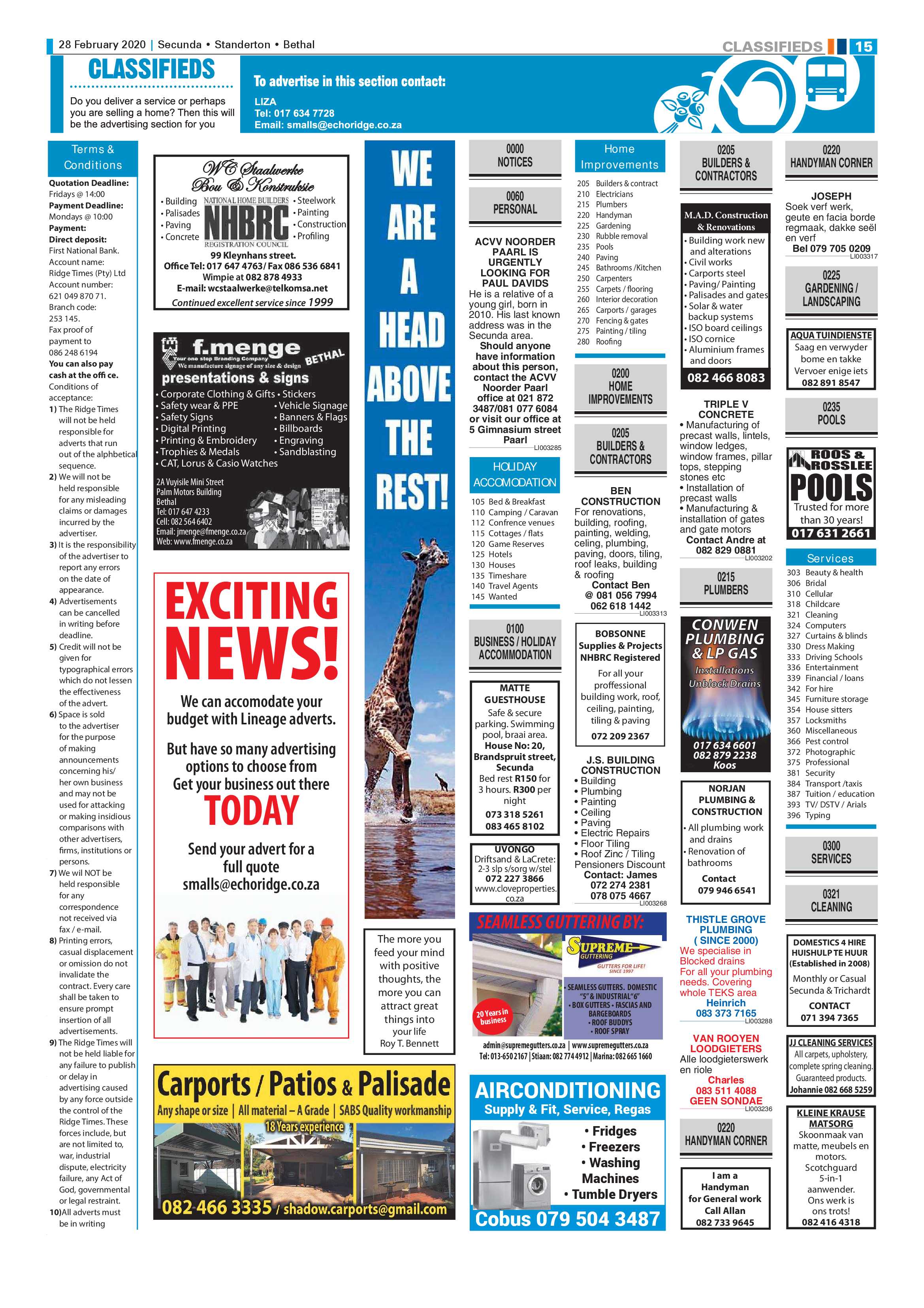 Standerton Advertiser 28 February 2020 page 15