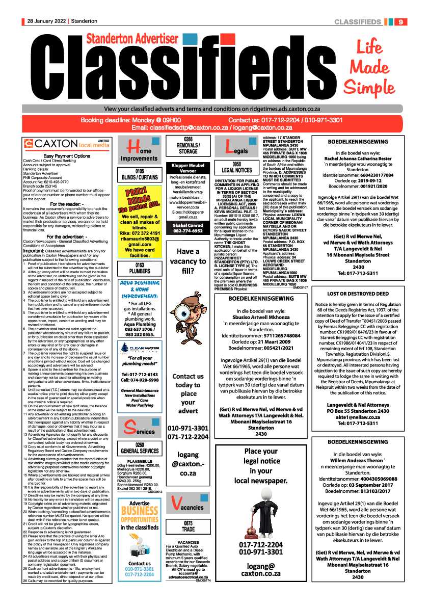 Standerton Advertiser 28 January 2022 page 9