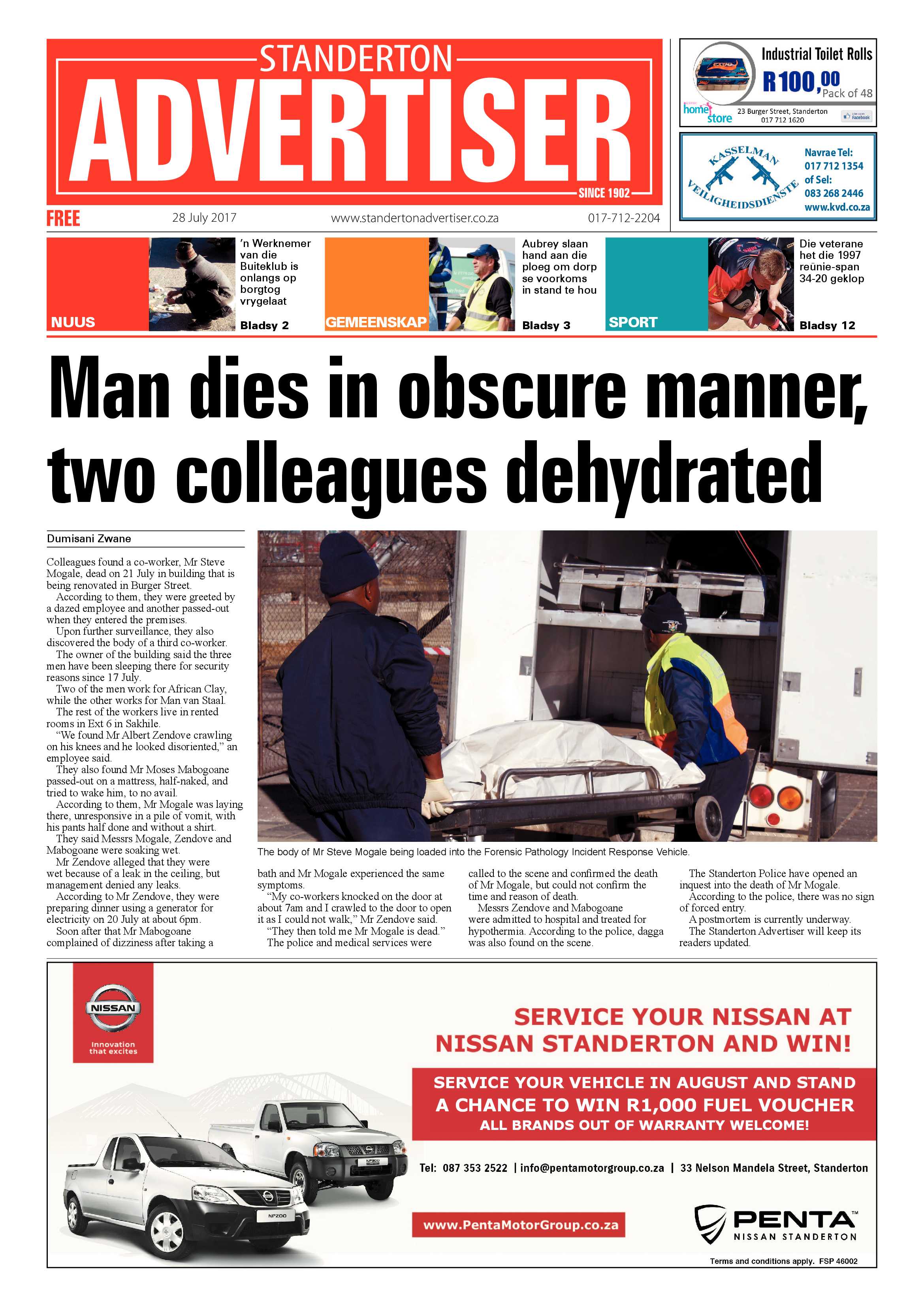 Standerton Advertiser 28 Julie 2017 page 1