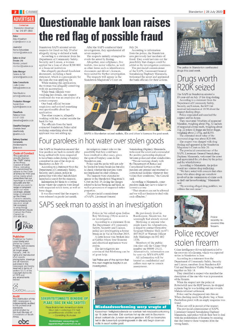Standerton Advertiser 28 July 2023 page 2