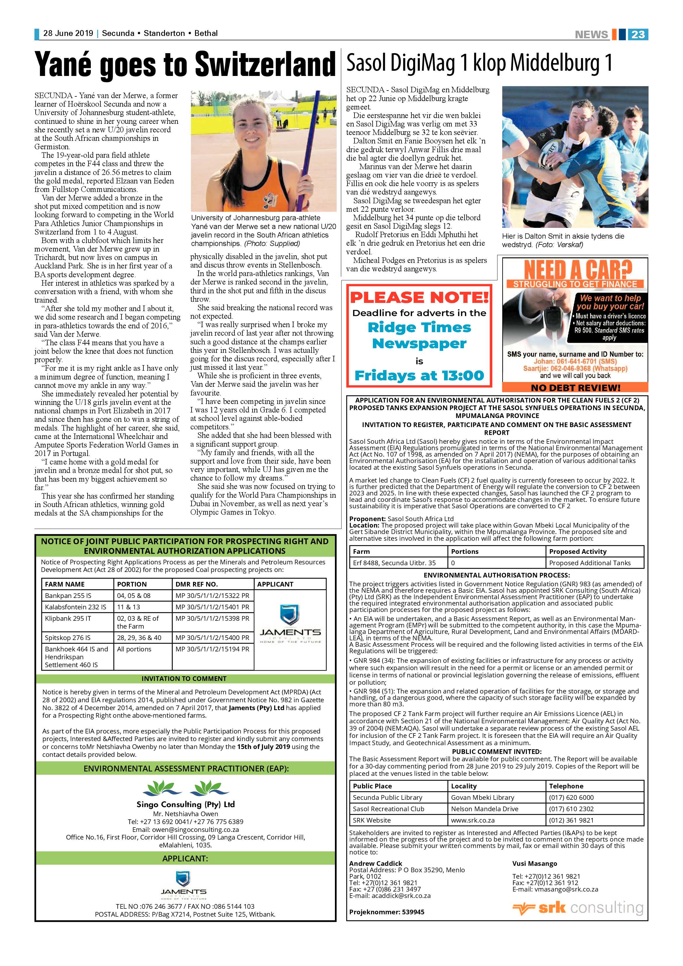 Standerton Advertiser 28 June 2019 page 27