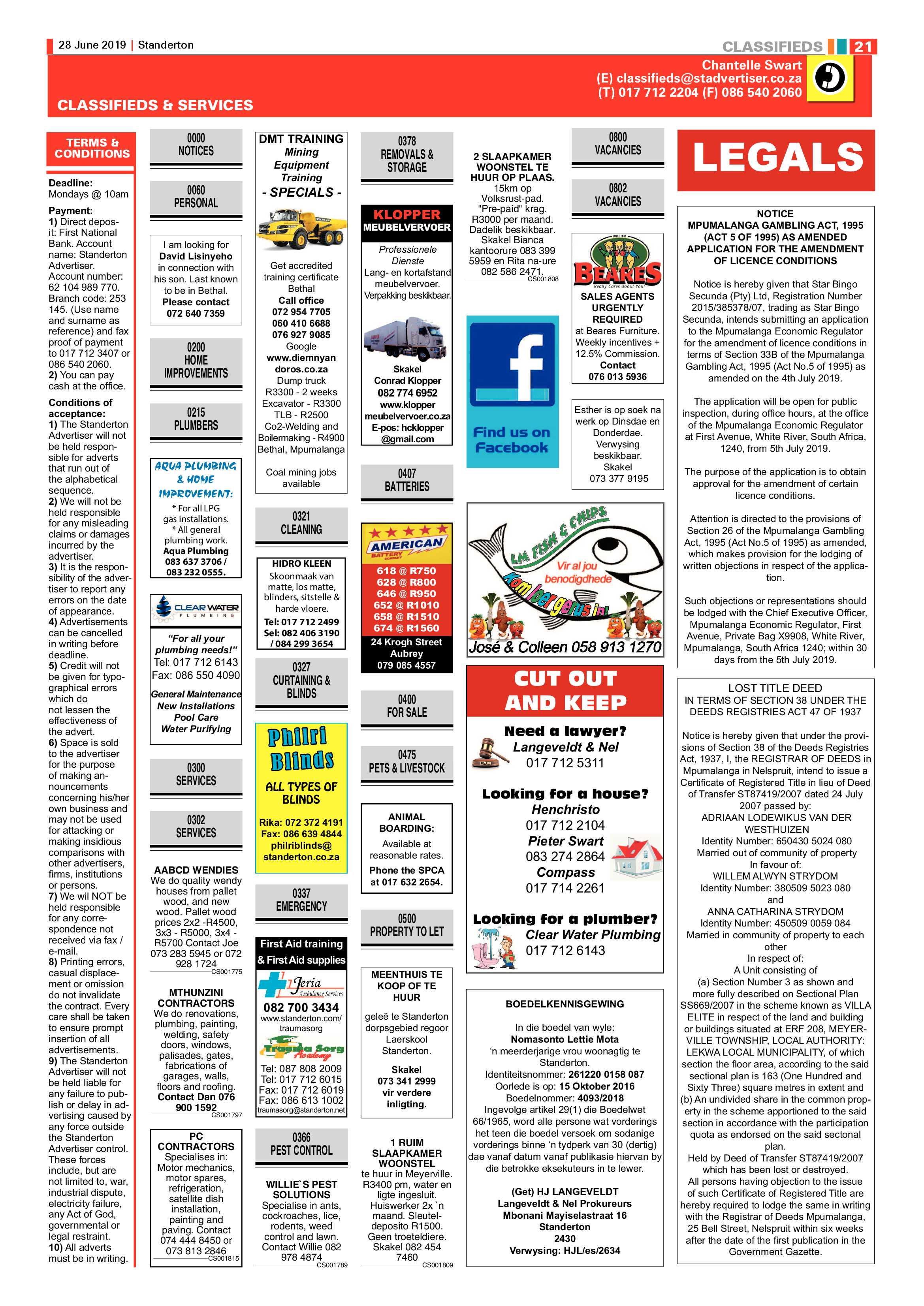 Standerton Advertiser 28 June 2019 page 29