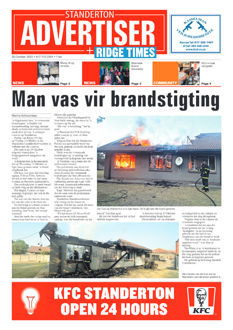 Standerton Advertiser 28 October 2022 page 1